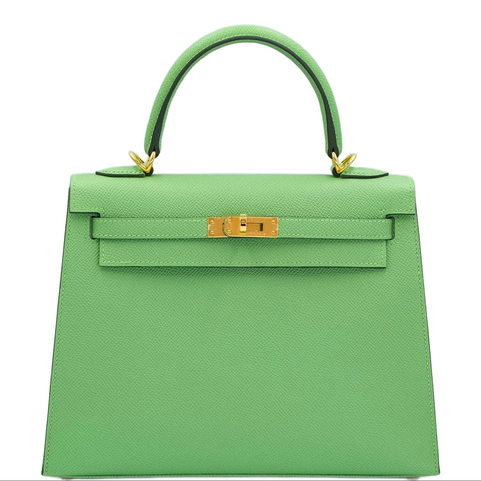 Hermès Kelly 25 Sellier Vert Criquet Epsom Gold Hardware