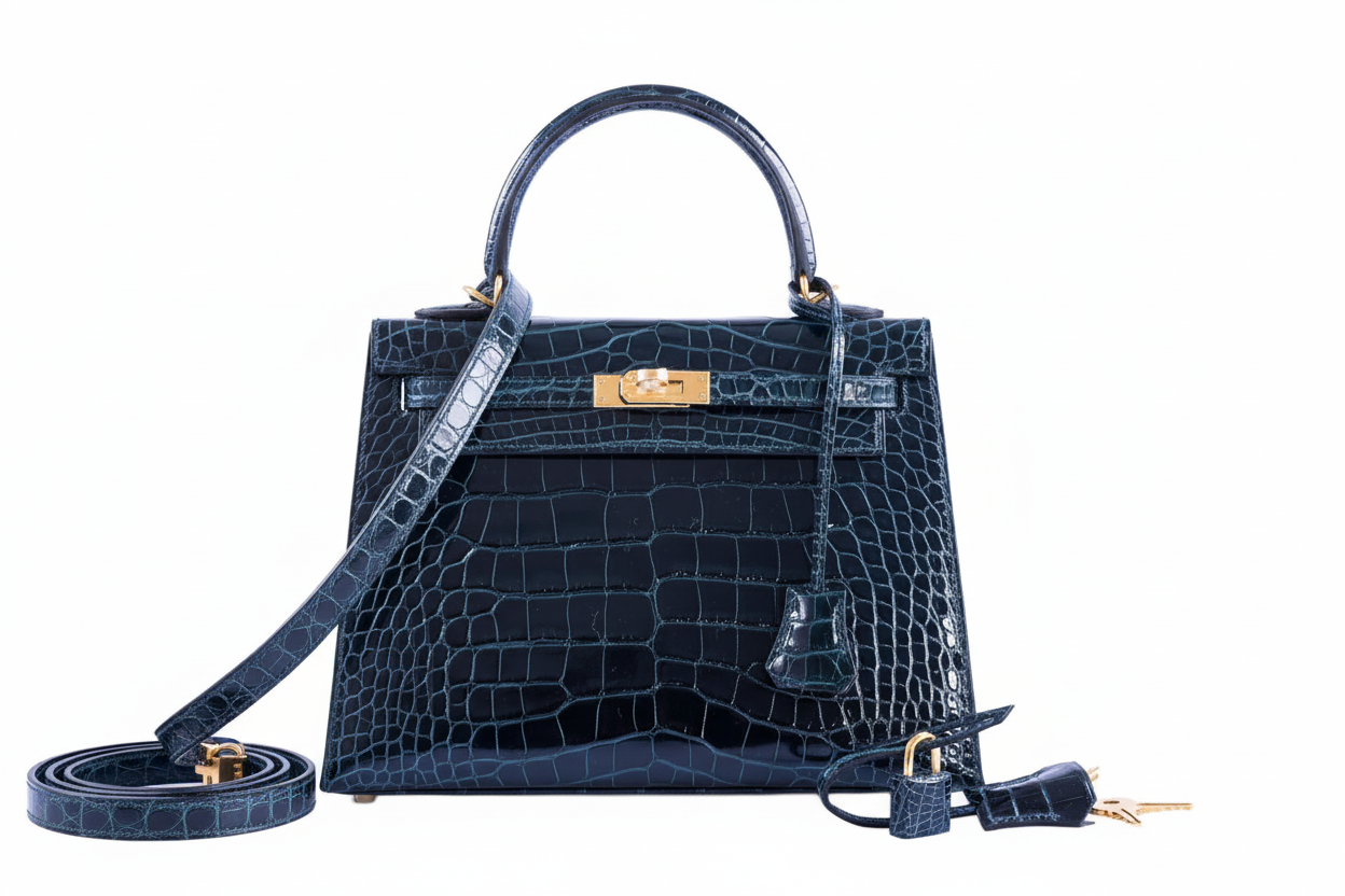 Hermès Kelly 25 Sellier Vert Cypress Alligator Gold Hardware