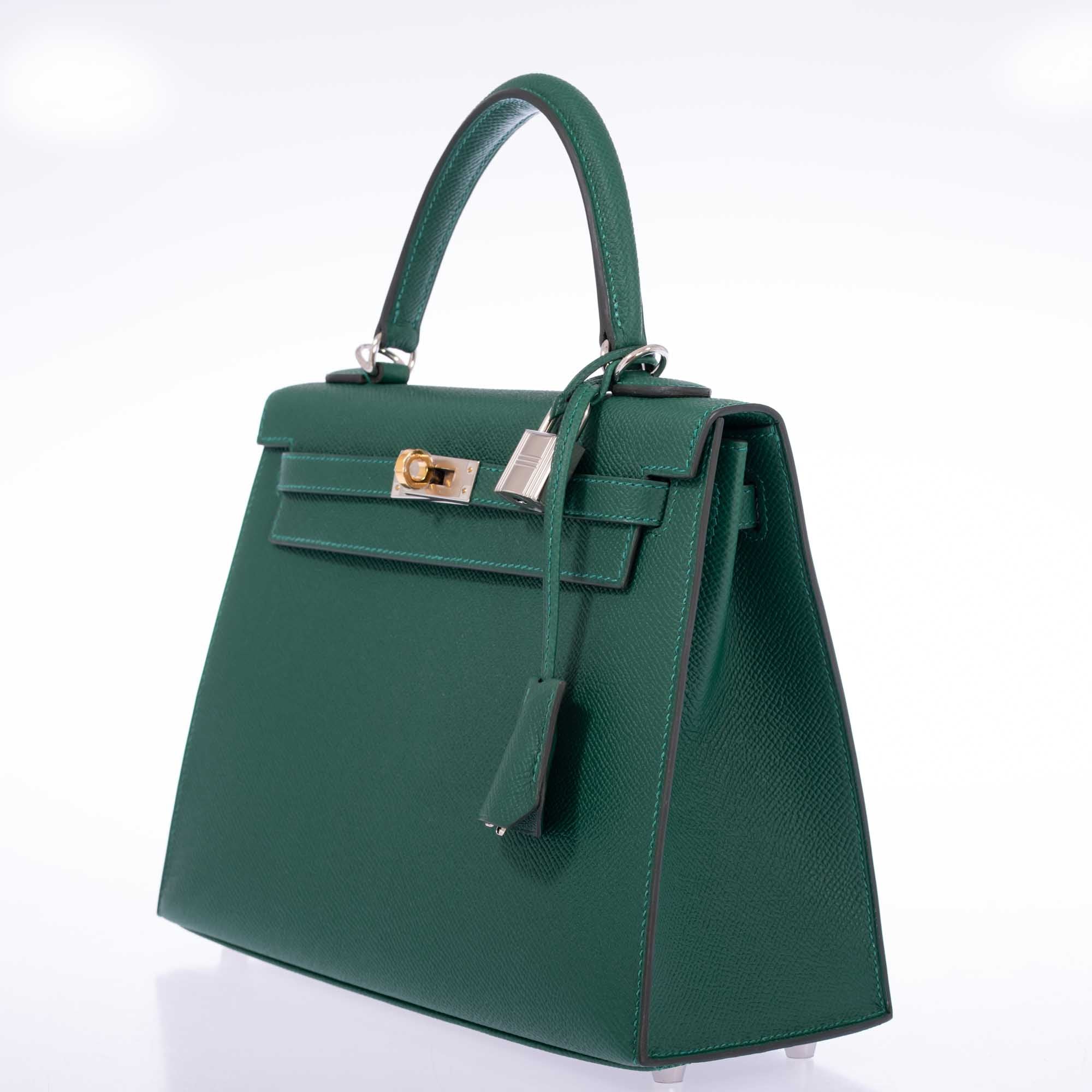 HERMES エルメス　レザー フォトフレーム グリーン Hermès Kelly 25 Sellier Vert Moyen Epsom Electrum Hardware | JANEFINDS