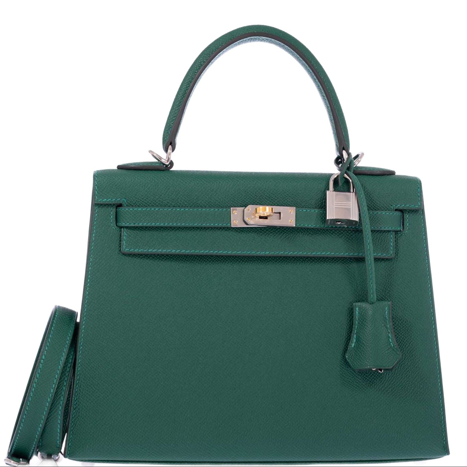 Hermès Kelly 25 Sellier Vert Moyen Epsom Electrum Hardware