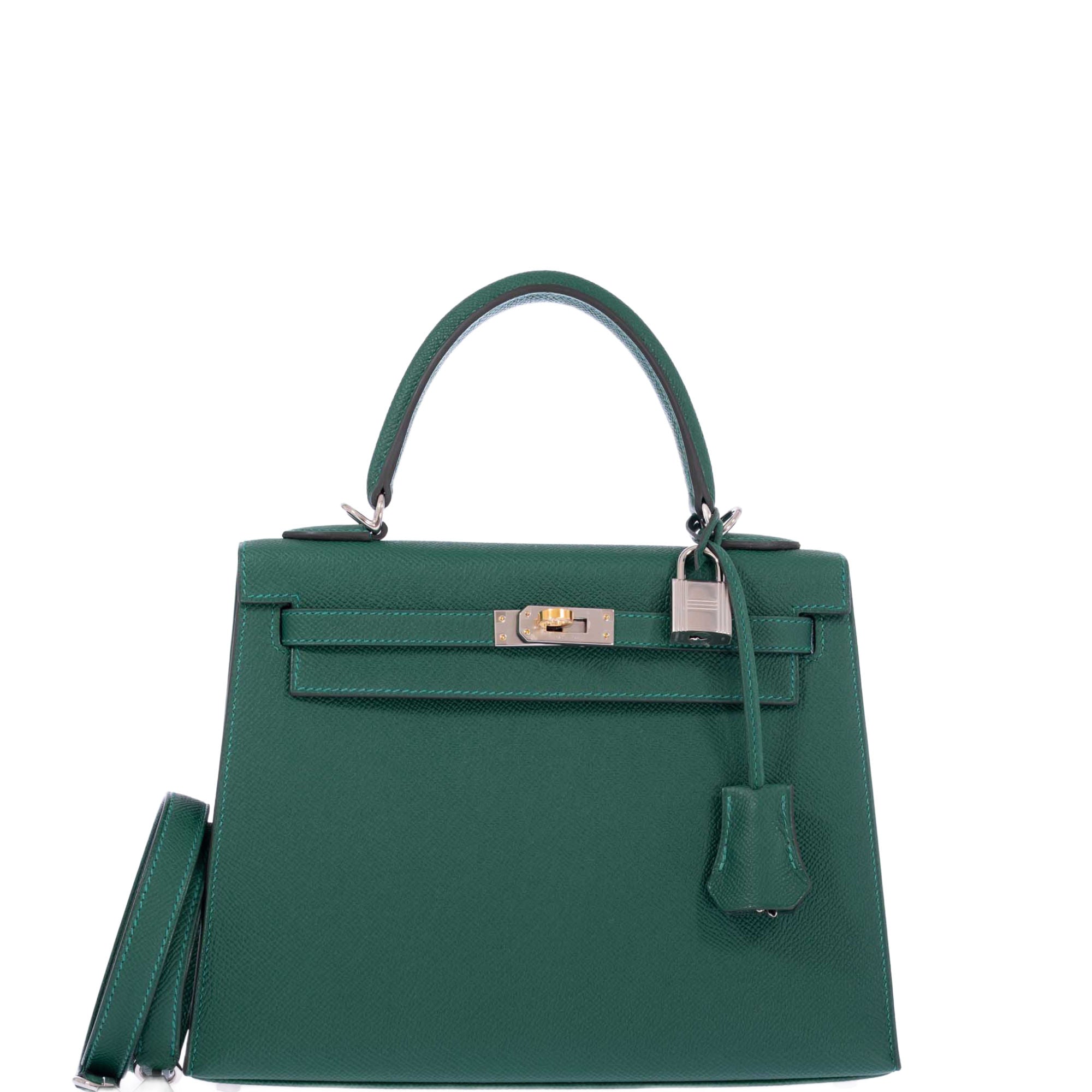 Hermès Kelly 25 Sellier Vert Moyen Epsom Electrum Hardware