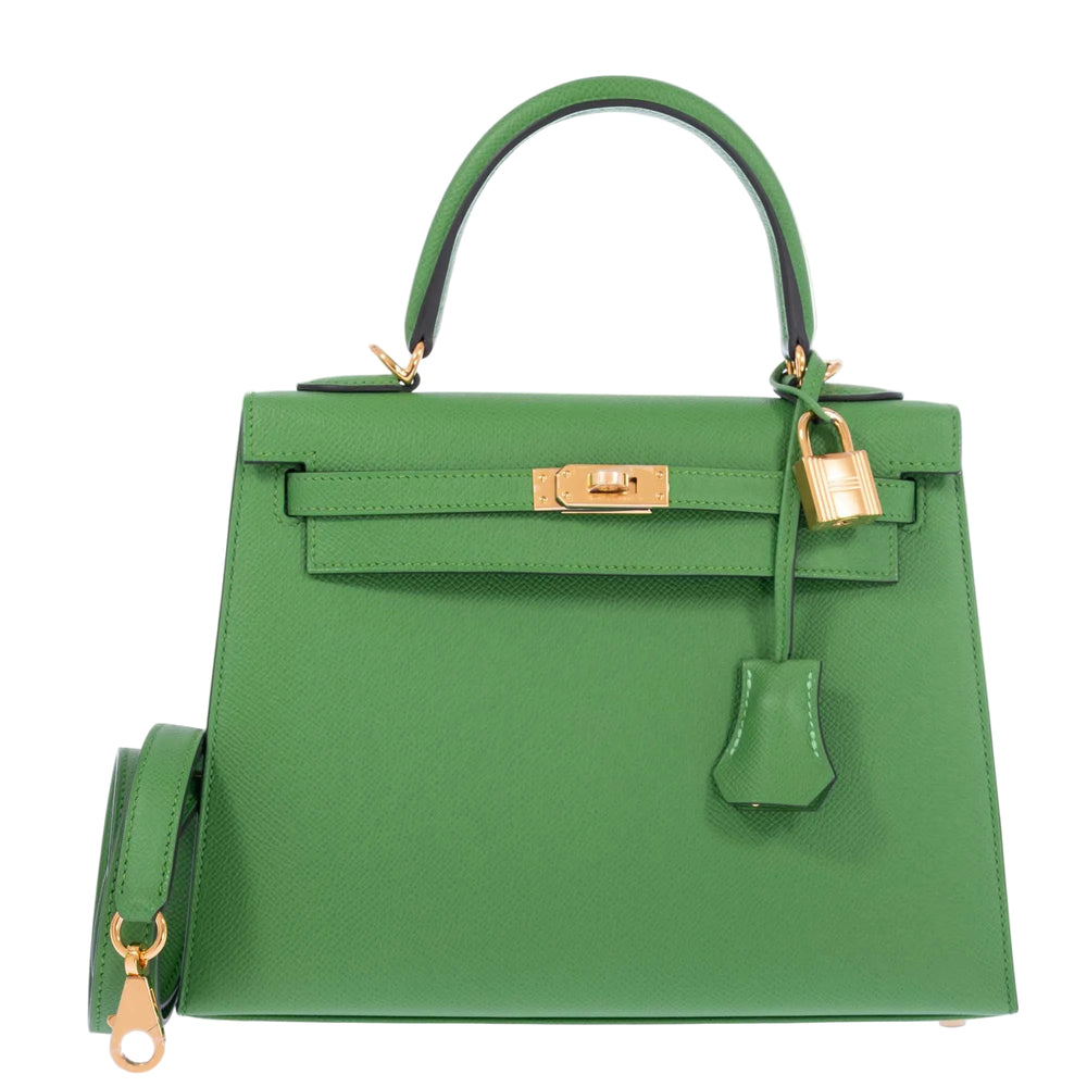 Hermès Kelly 25 Sellier Vert Yucca Epsom Gold Hardware