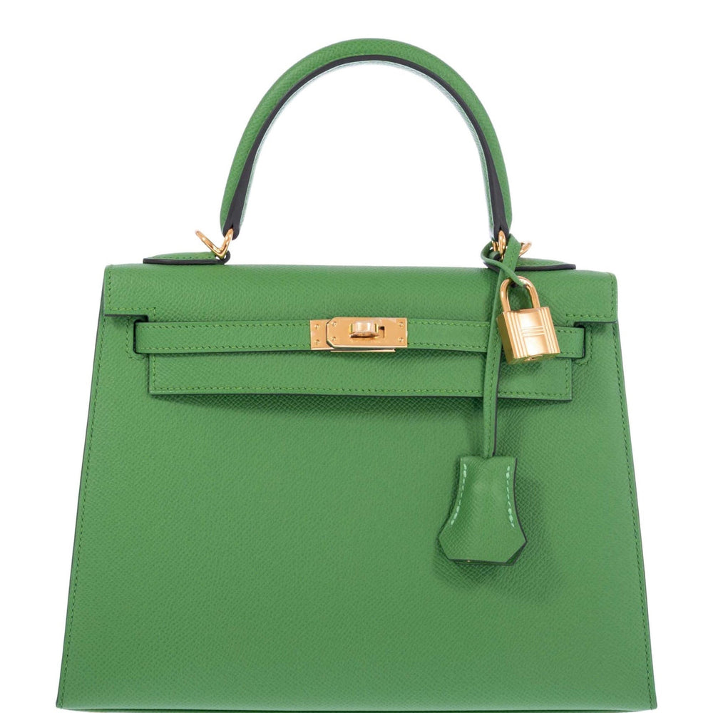Hermès Kelly 25 Sellier Vert Yucca Epsom Gold Hardware