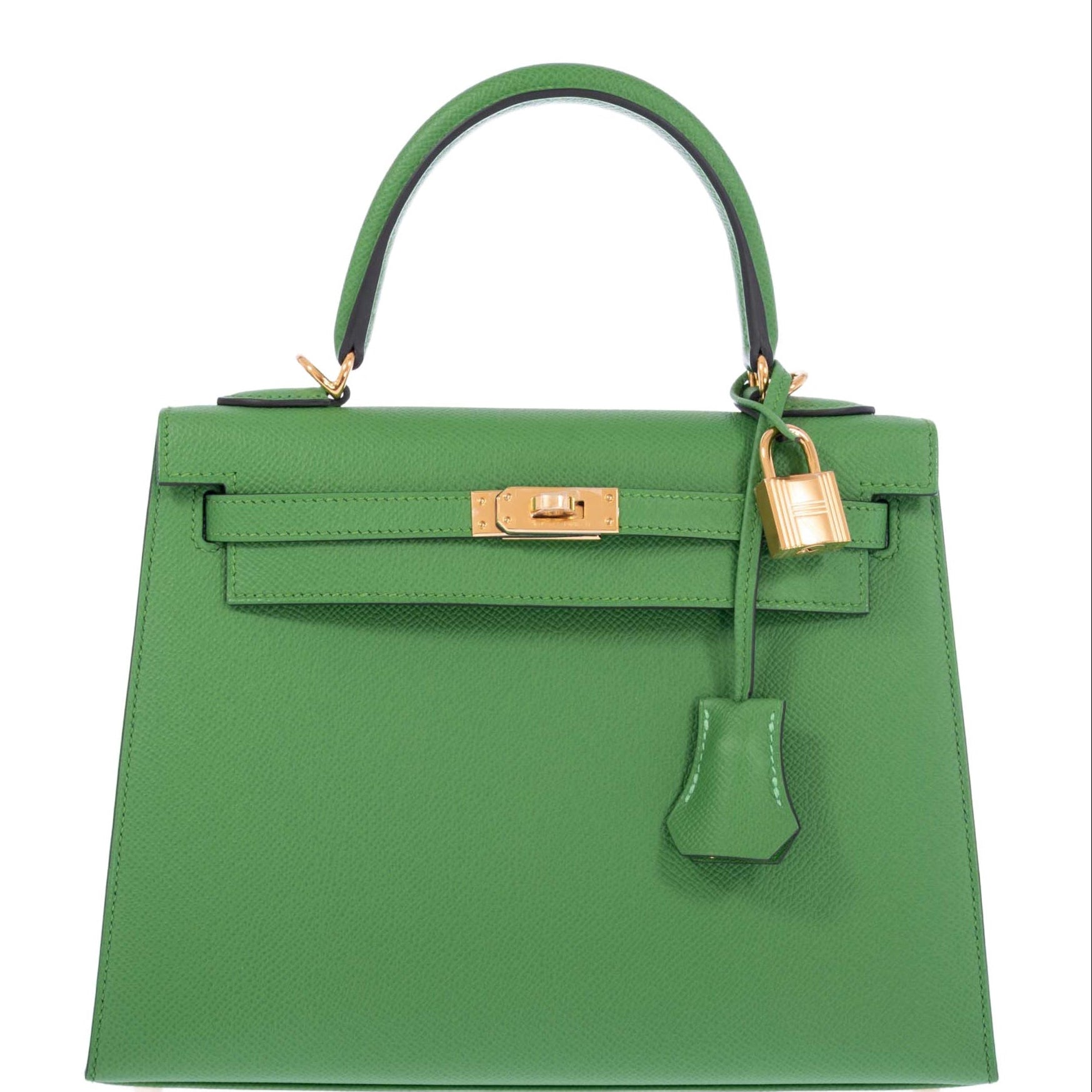 Hermès Kelly 25 Sellier Vert Yucca Epsom Gold Hardware