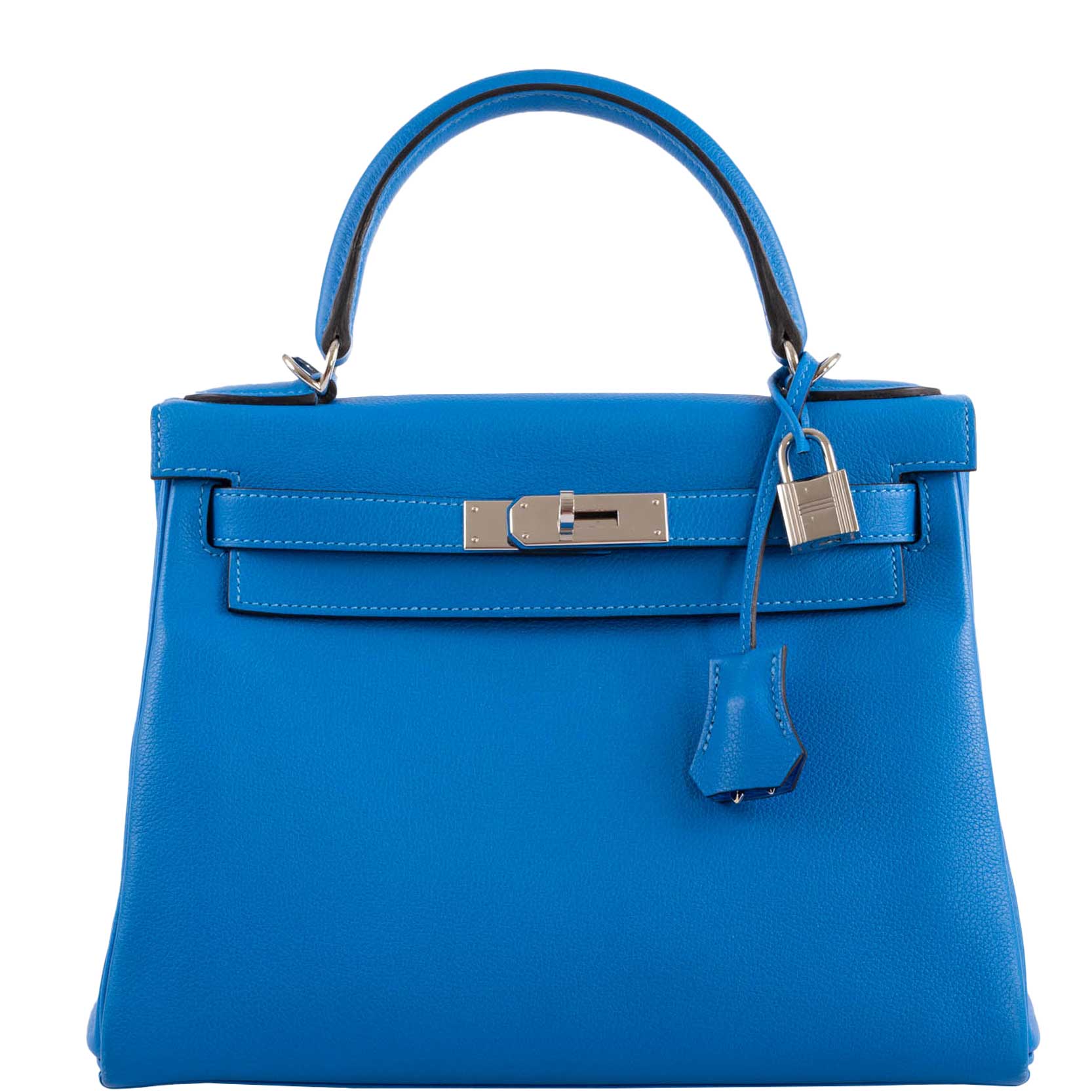 Hermès Kelly 28 Retourne Blue Hydra Evercolor leather Palladium Hardware