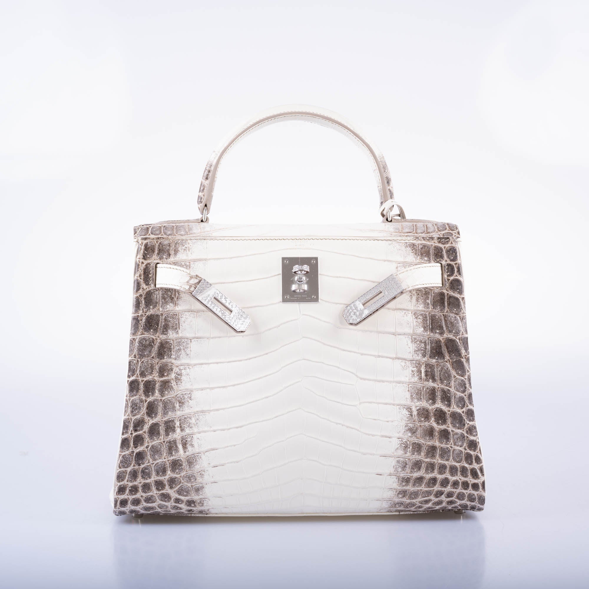 Hermès Kelly 28 Retourné Diamond Himalaya Matte Niloticus