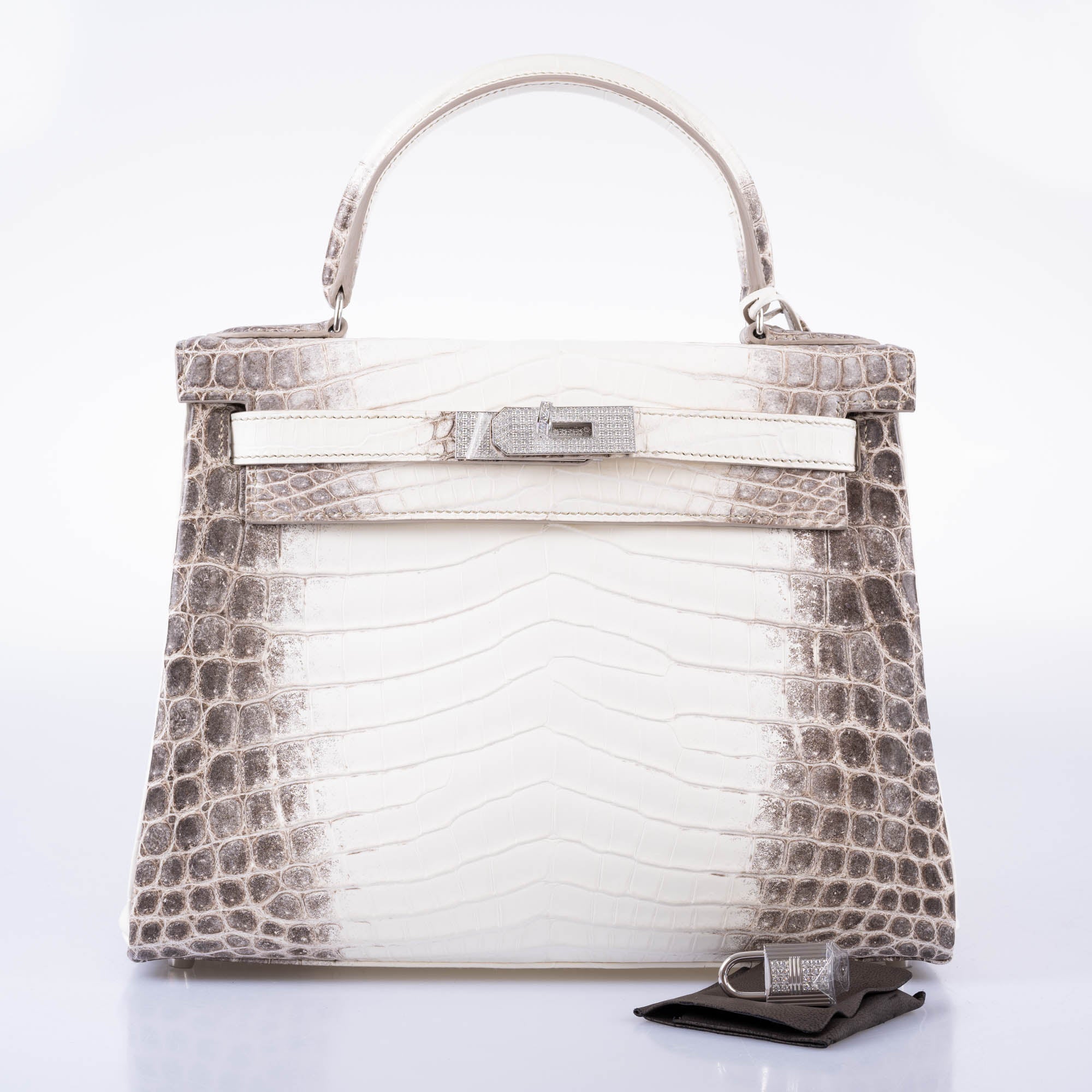 Hermès Kelly 28 Retourné Diamond Himalaya Matte Niloticus