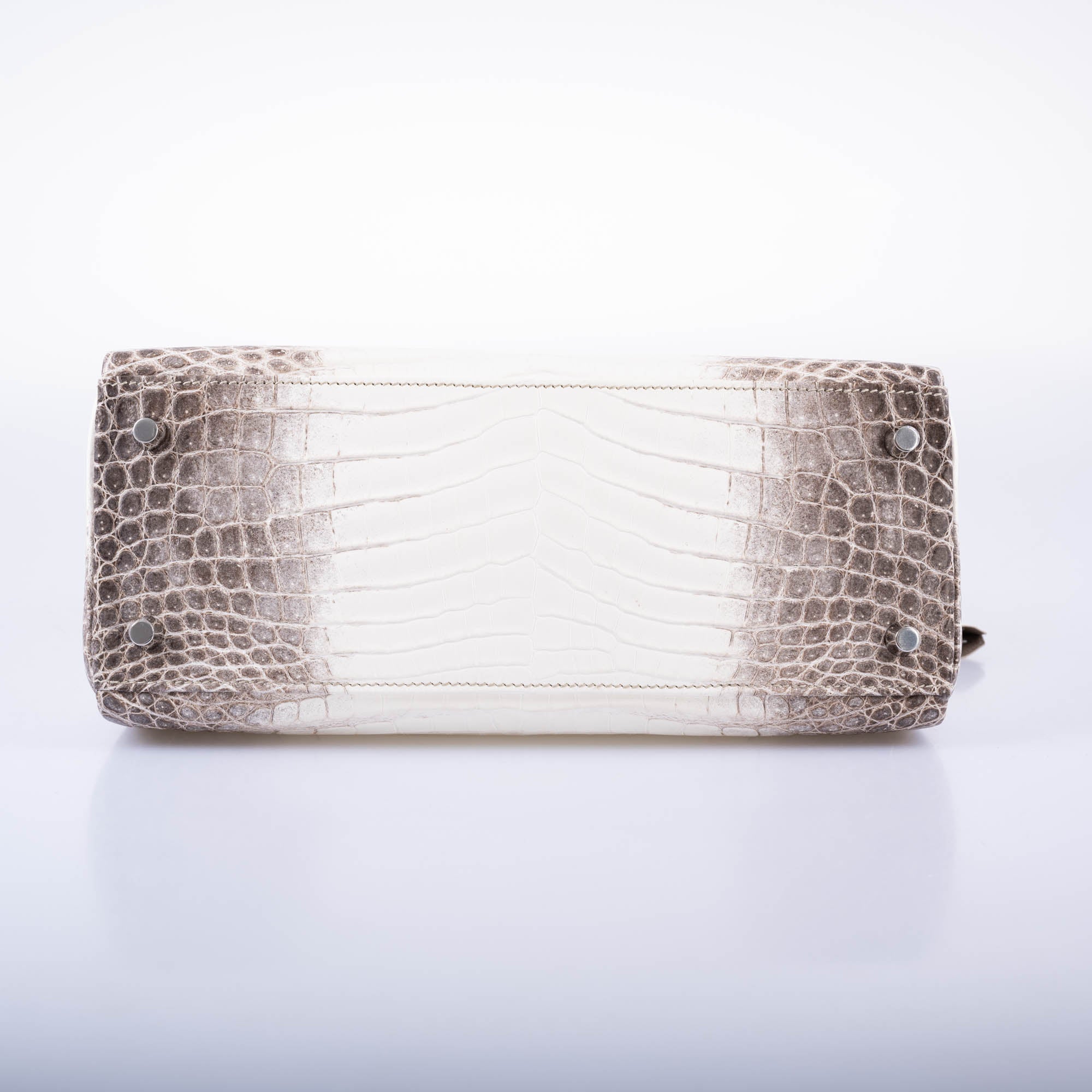 Hermès Kelly 28 Retourné Diamond Himalaya Matte Niloticus Crocodile 18K White Gold Diamond Hardware