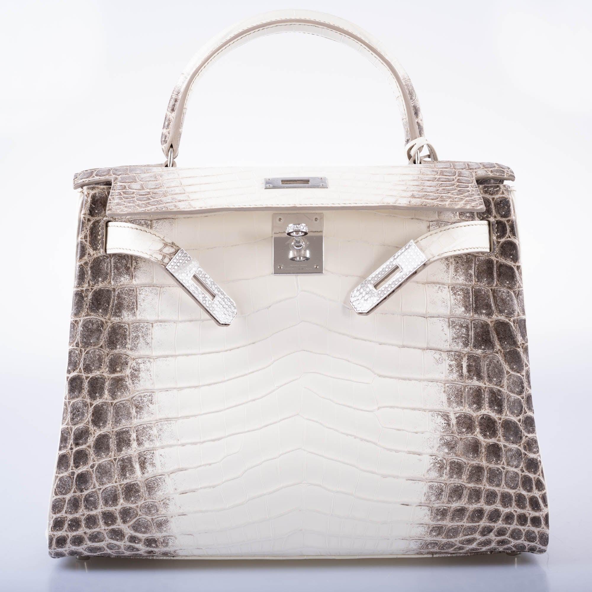 Hermès Kelly 28 Retourné Diamond Himalaya Matte Niloticus