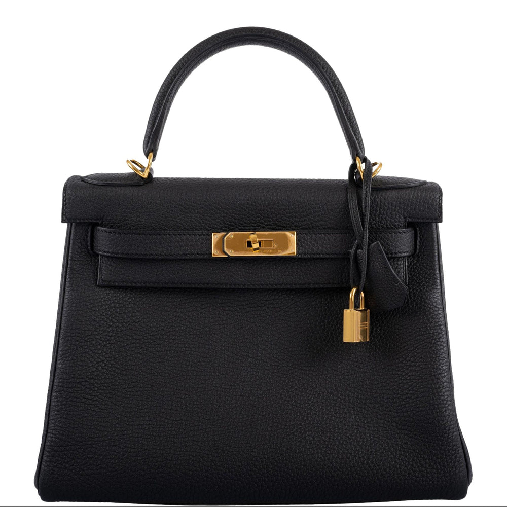 Hermès Kelly 28 Retourne HSS Noir Togo with Blue Piping Gold Hardware