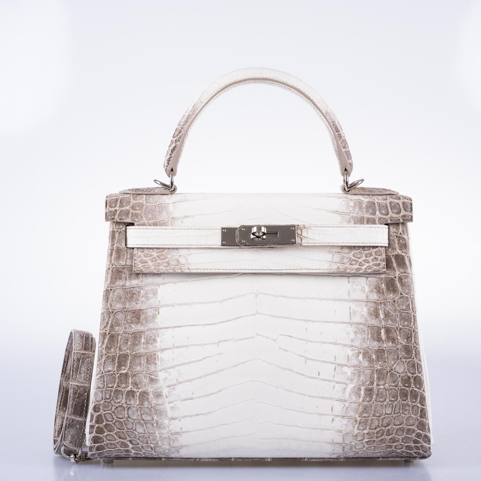 Hermes Kelly 28 Retourne Himalayan Niloticus Crocodile Palladium