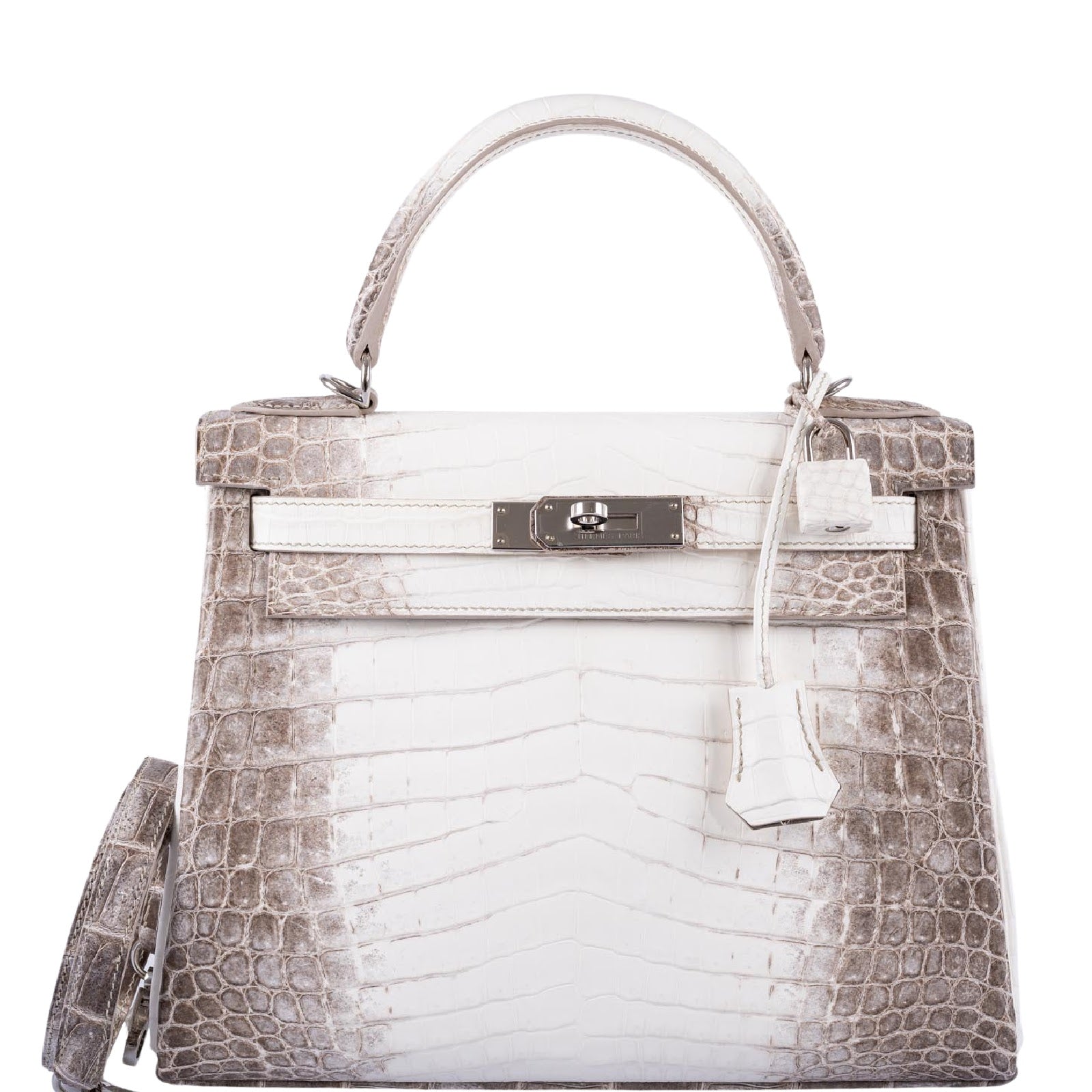 Hermès Kelly 28 Retourne Himalayan Matte Niloticus Crocodile Palladium Hardware