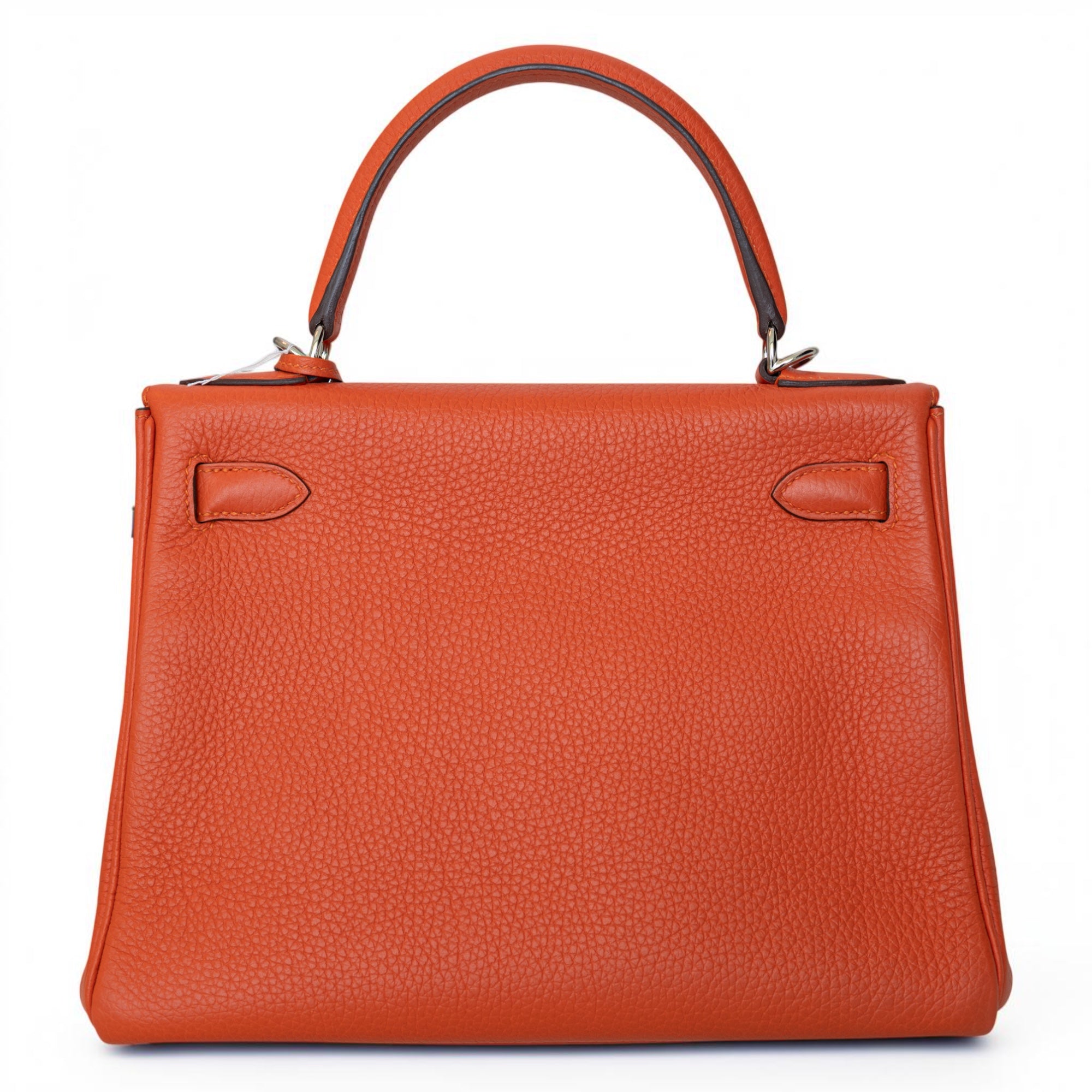 Hermès Kelly 28 Retourne Orange Clemence Palladium Hardware