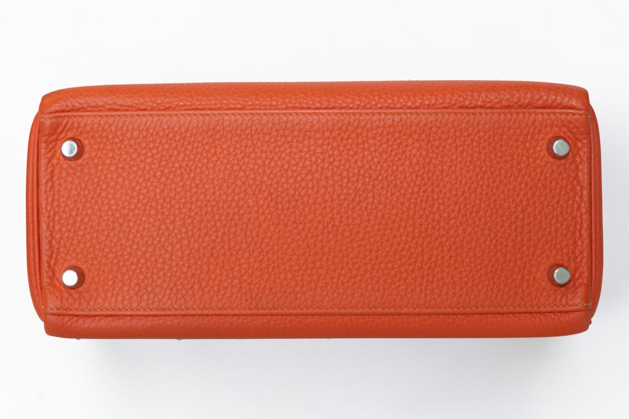 Hermès Kelly 28 Retourne Orange Clemence Palladium Hardware