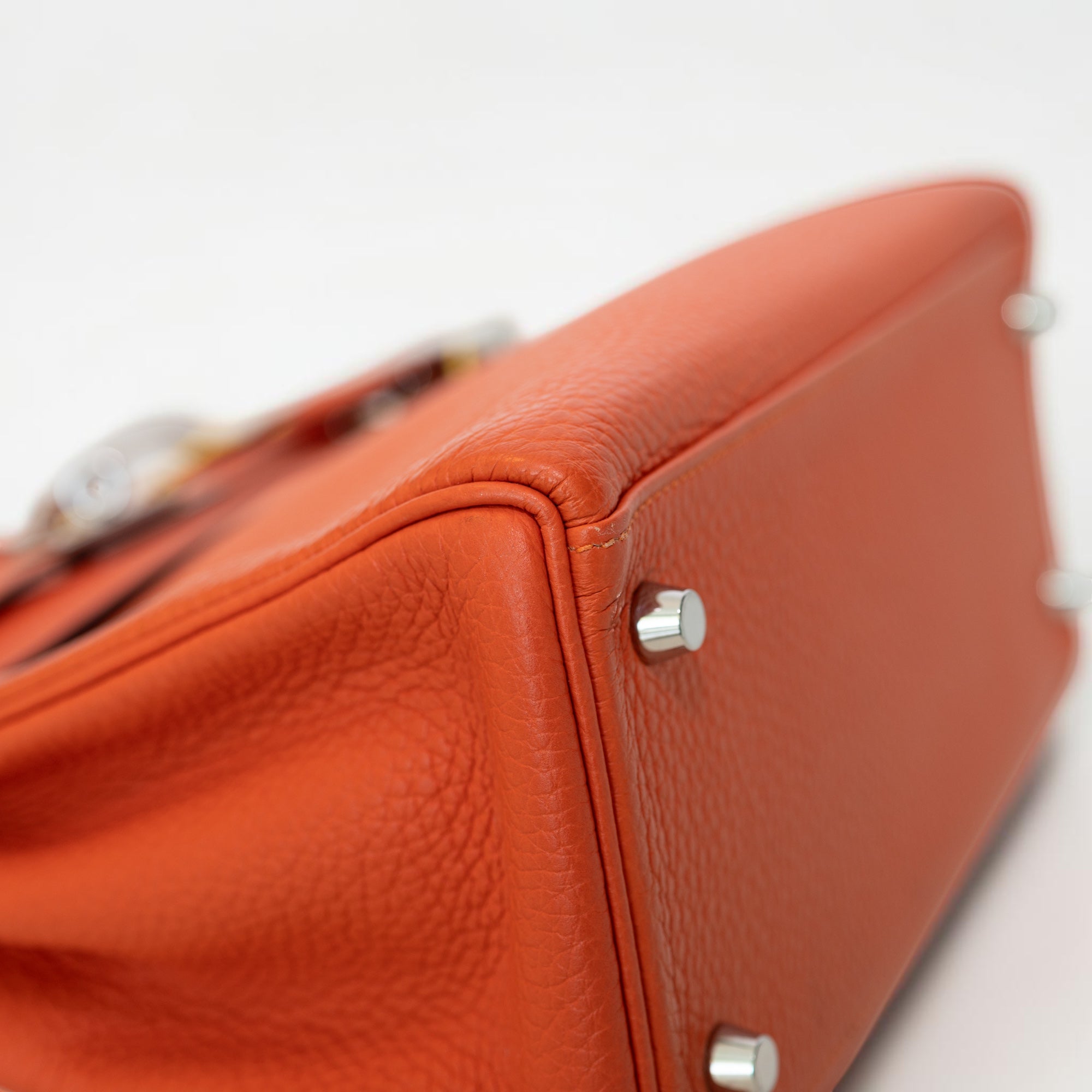 Hermès Kelly 28 Retourne Orange Clemence Palladium Hardware