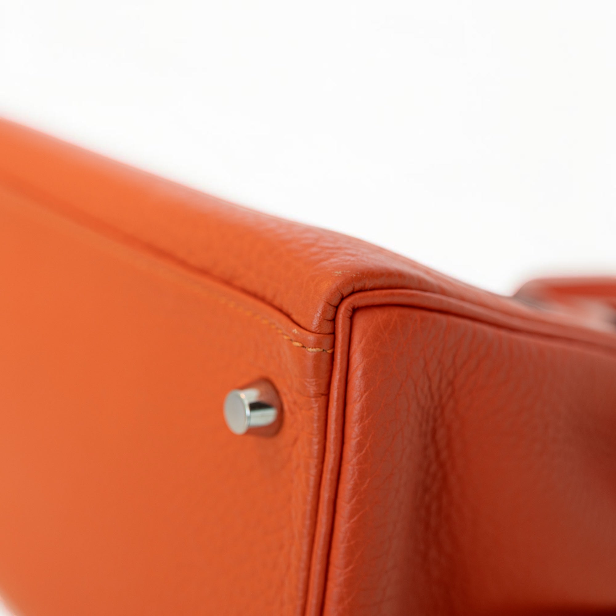Hermès Kelly 28 Retourne Orange Clemence Palladium Hardware