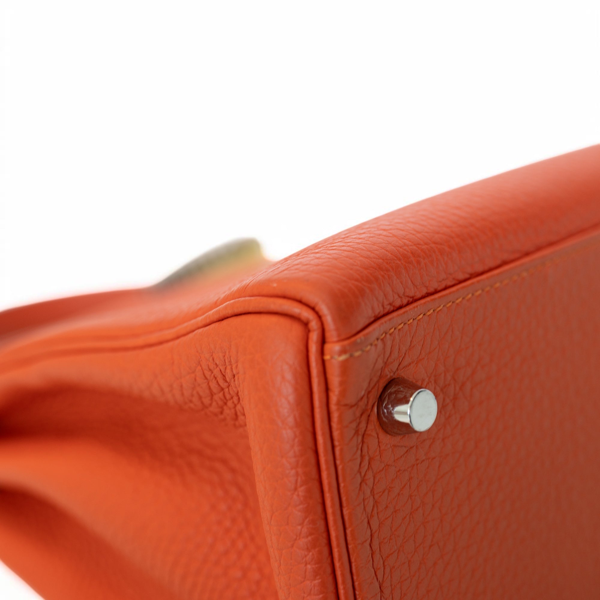Hermès Kelly 28 Retourne Orange Clemence Palladium Hardware