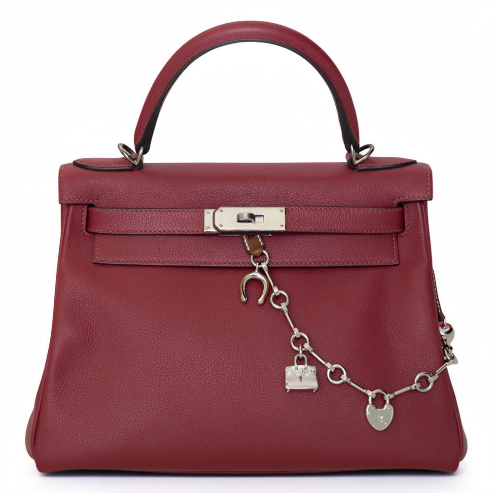 Hermès Kelly 28 Retourne Rubis Evergrain Palladium Hardware