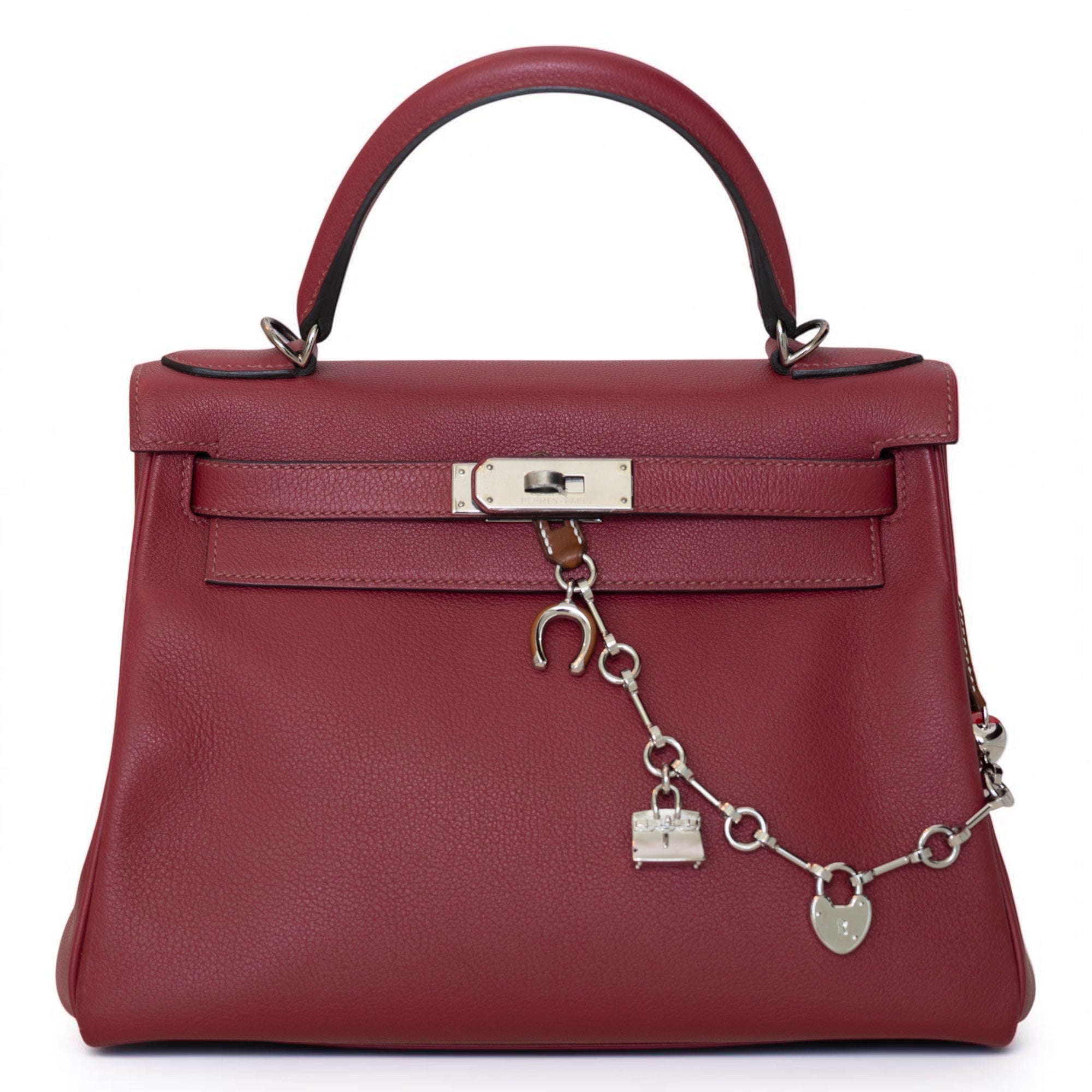 Hermès Kelly 28 Retourne Rubis Evergrain Palladium Hardware