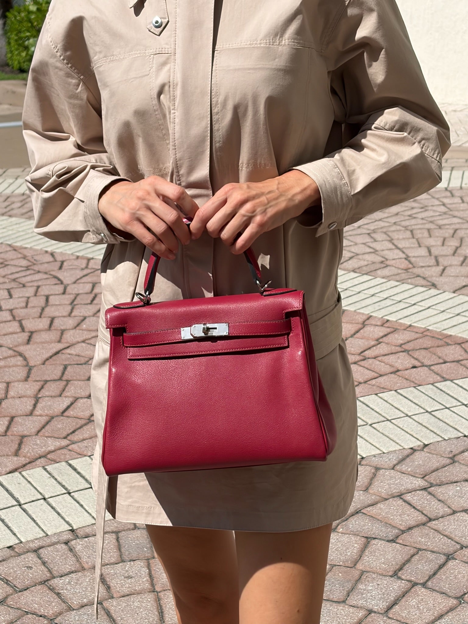 Hermès Kelly 28 Retourne Rubis Evergrain Palladium Hardware