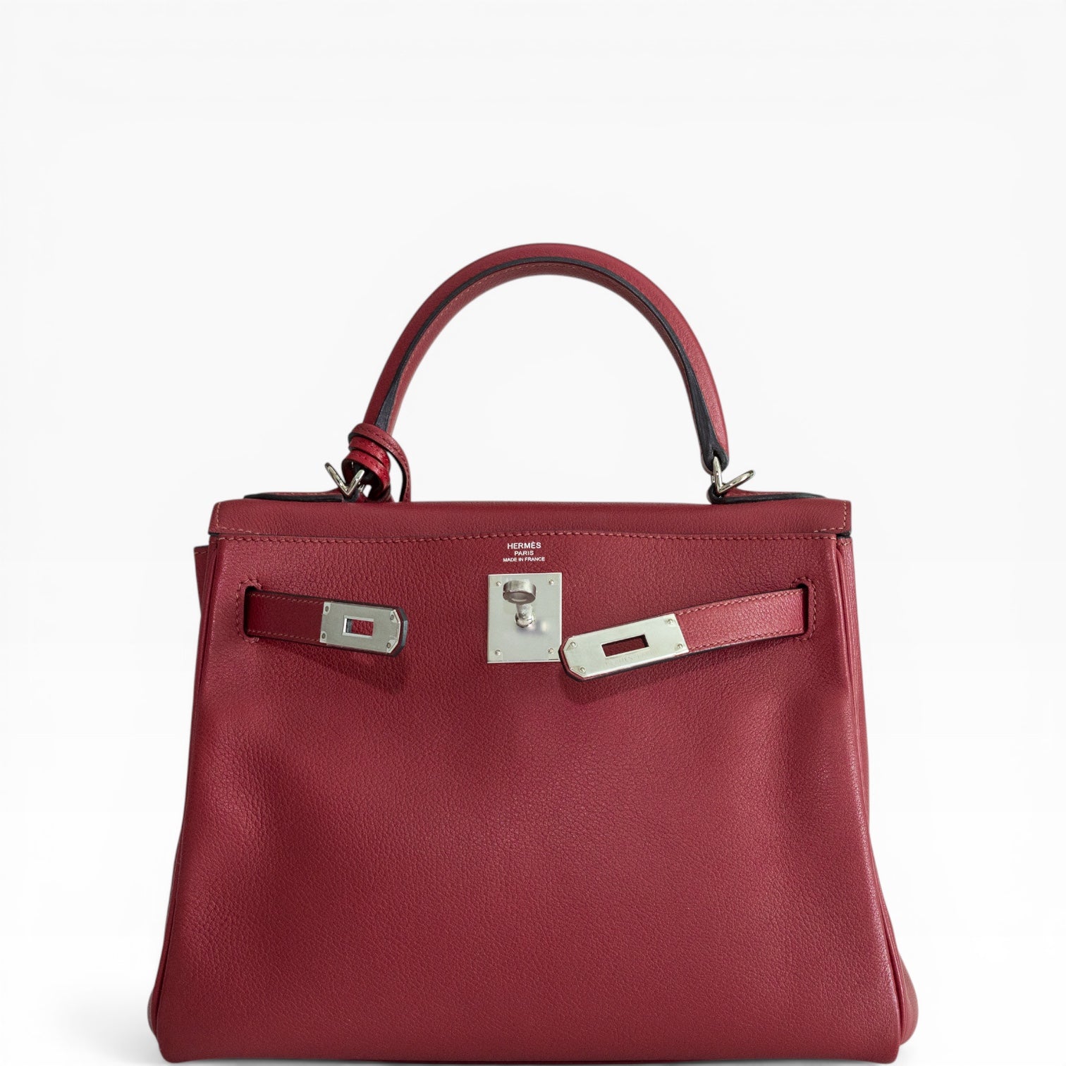 Hermès Kelly 28 Retourne Rubis Evergrain Palladium Hardware