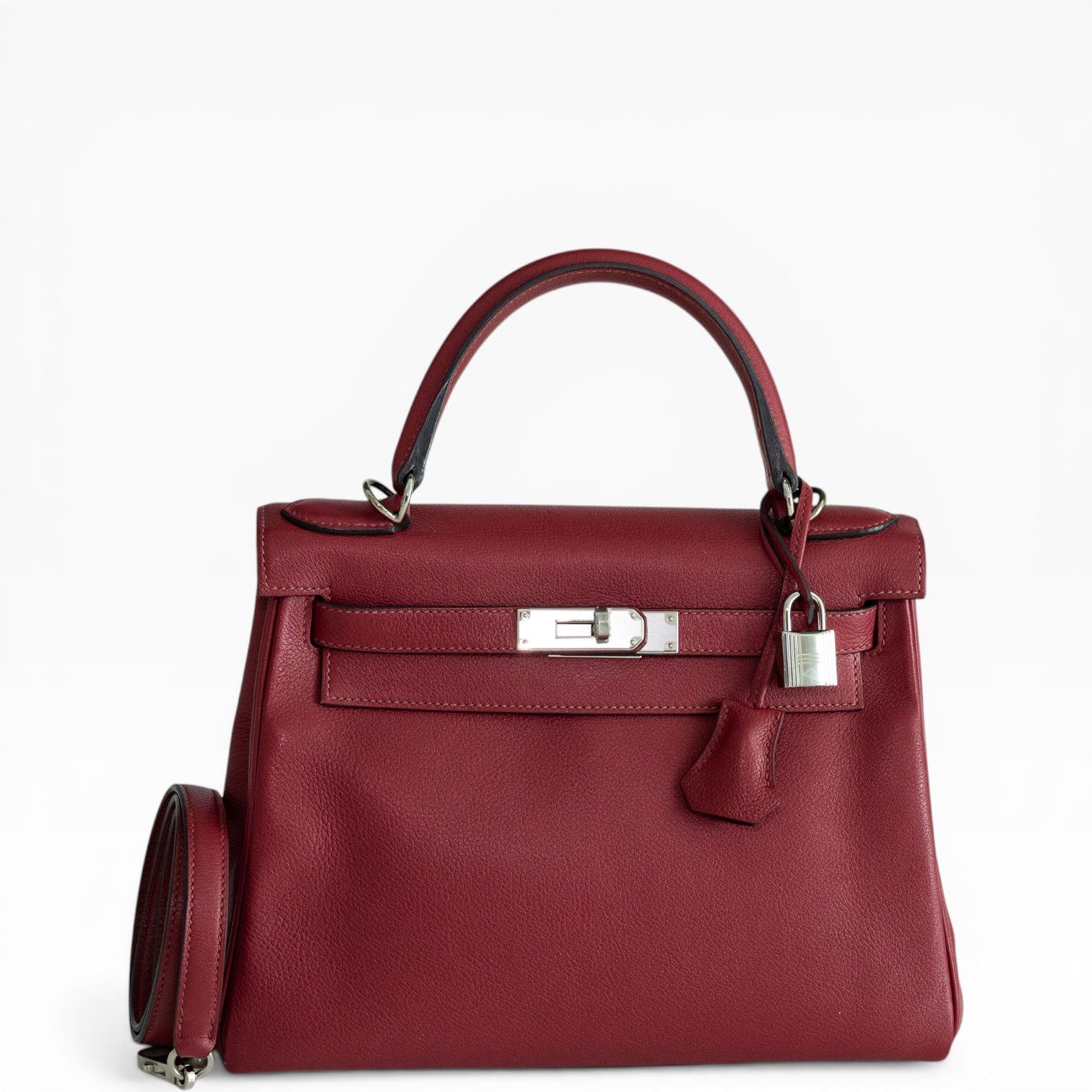 Hermès Kelly 28 Retourne Rubis Evergrain Palladium Hardware