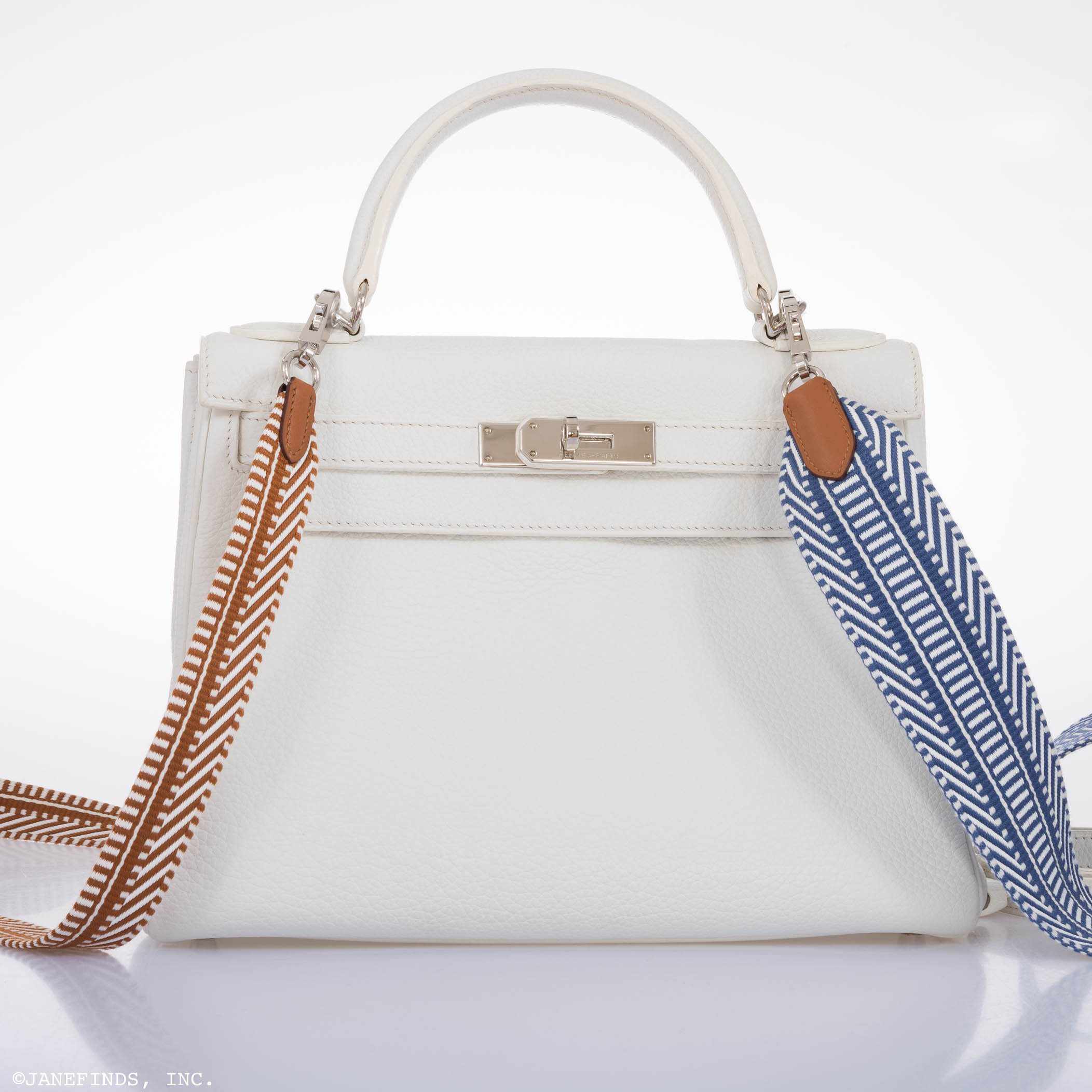 Hermès Kelly 28 Retourne White Clemence Palladium Hardware