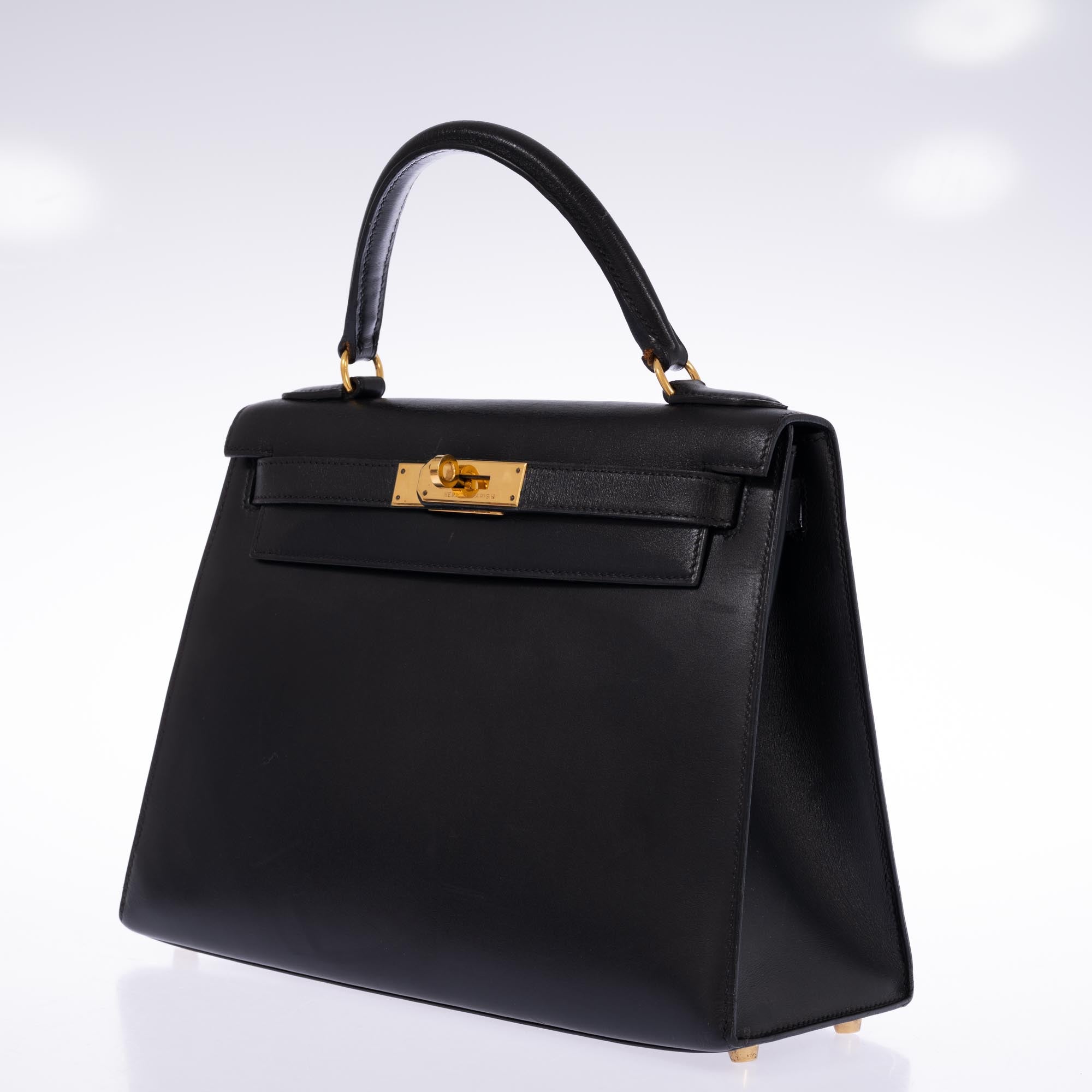 Hermès Kelly 28 Sellier Black Box Gold Hardware