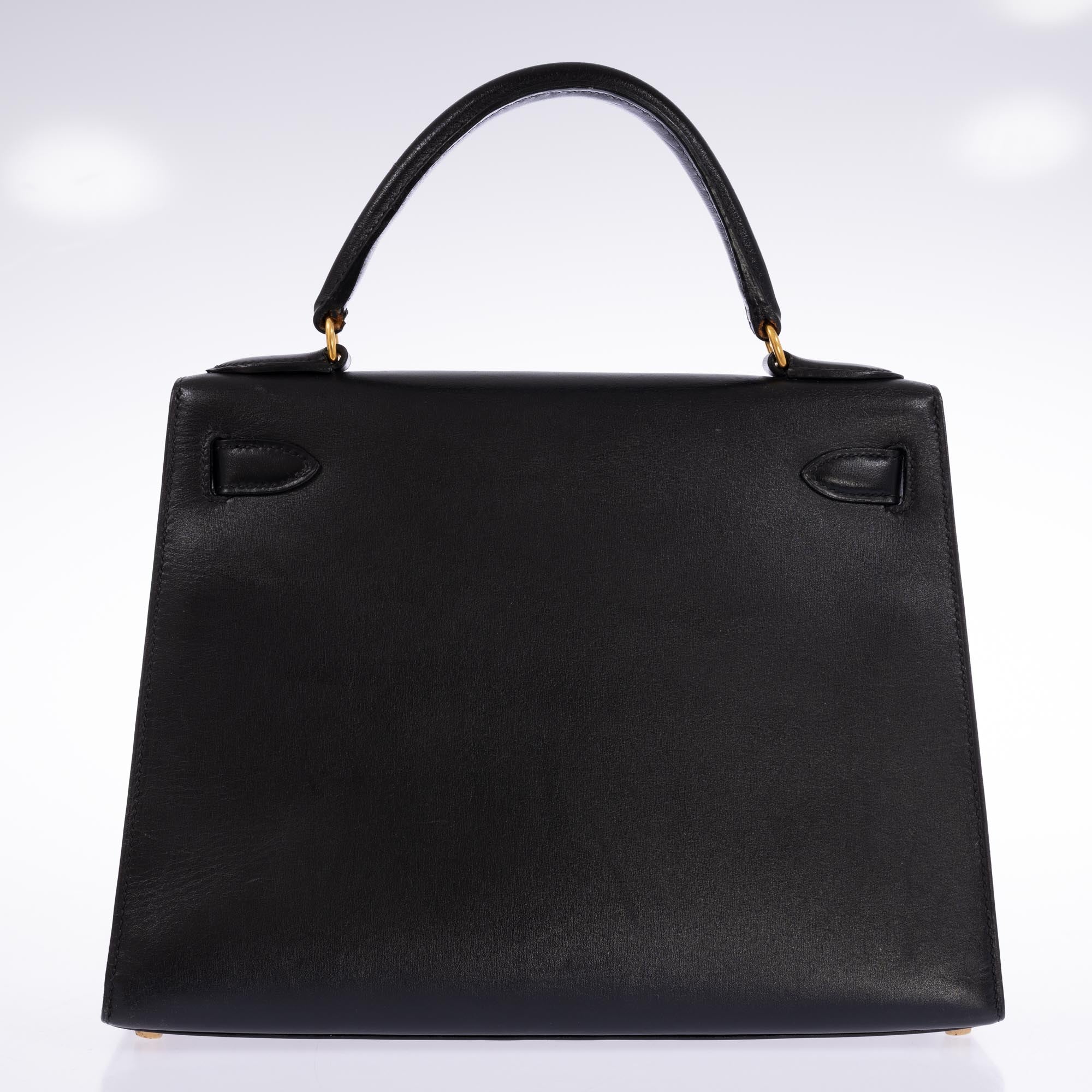 Hermès Kelly 28 Sellier Black Box Gold Hardware