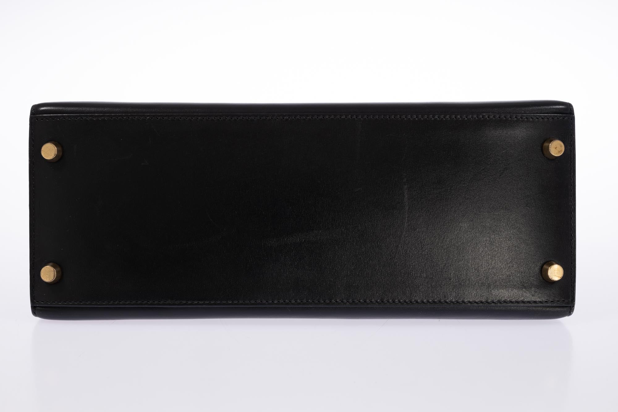 Hermès Kelly 28 Sellier Black Box Gold Hardware