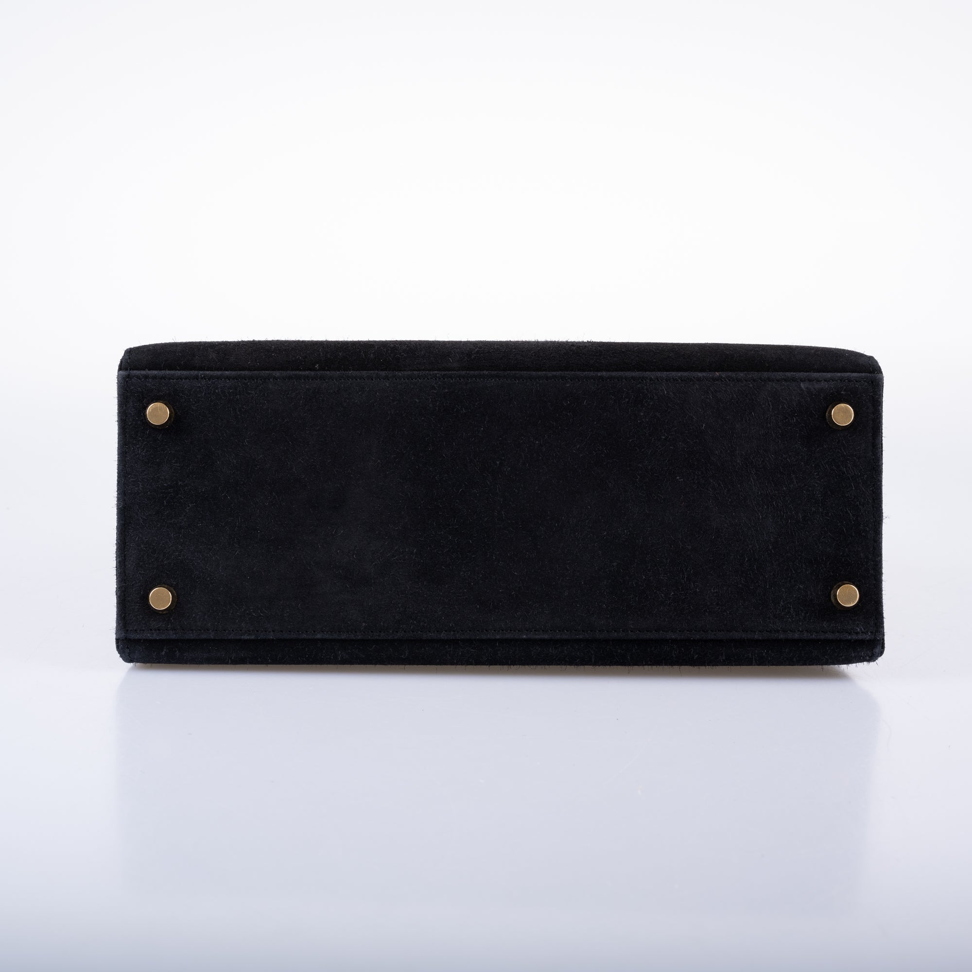 Hermès Kelly 28 Sellier Black Doblis Suede Gold Hardware