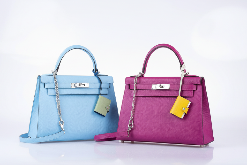 Hermès Kelly 28 Sellier Bleu Celeste Epsom Palladium Hardware