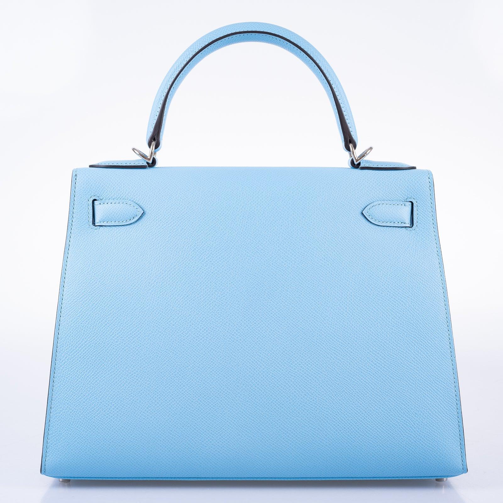 Hermès Kelly 28 Sellier Bleu Celeste Epsom Palladium Hardware
