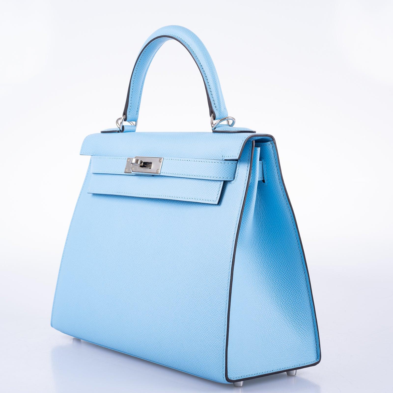 Hermès Kelly 28 Sellier Bleu Celeste Epsom Palladium Hardware