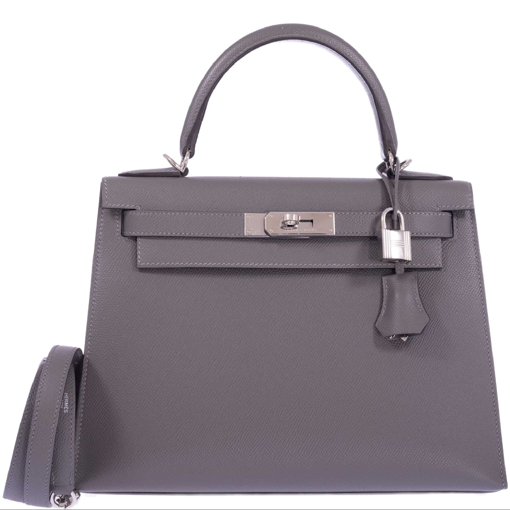 Hermès Kelly 28 Sellier Etain Epsom Palladium Hardware