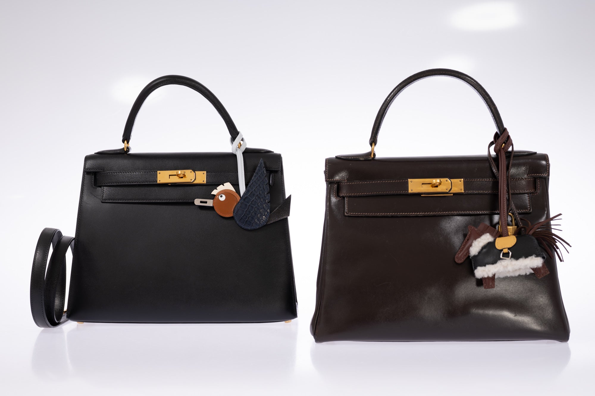 Hermès Kelly 28 Sellier Noir Box Calf Gold Hardware – JANEFINDS