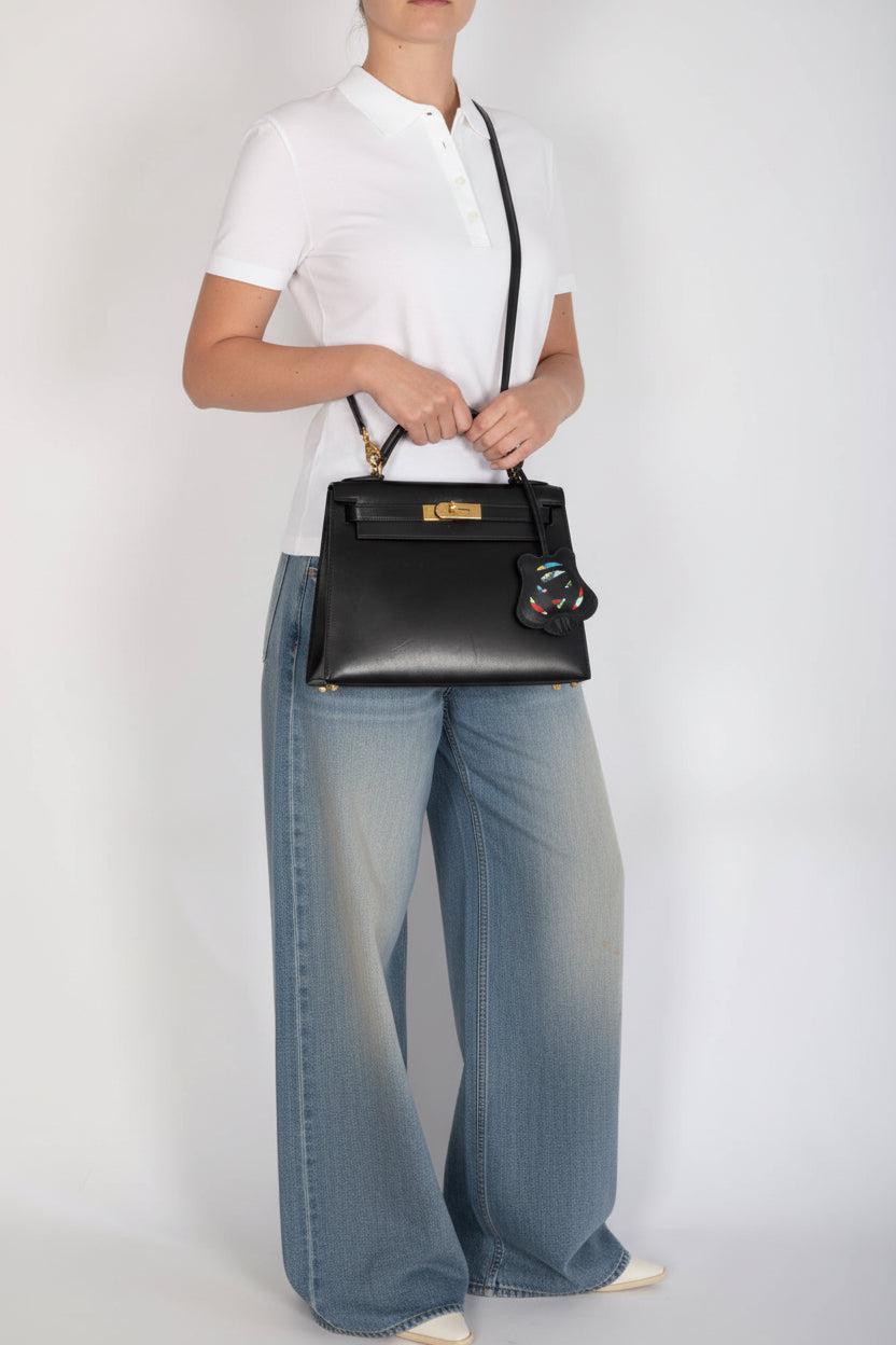 Hermès Kelly 28 Sellier Noir Box Calf Gold Hardware