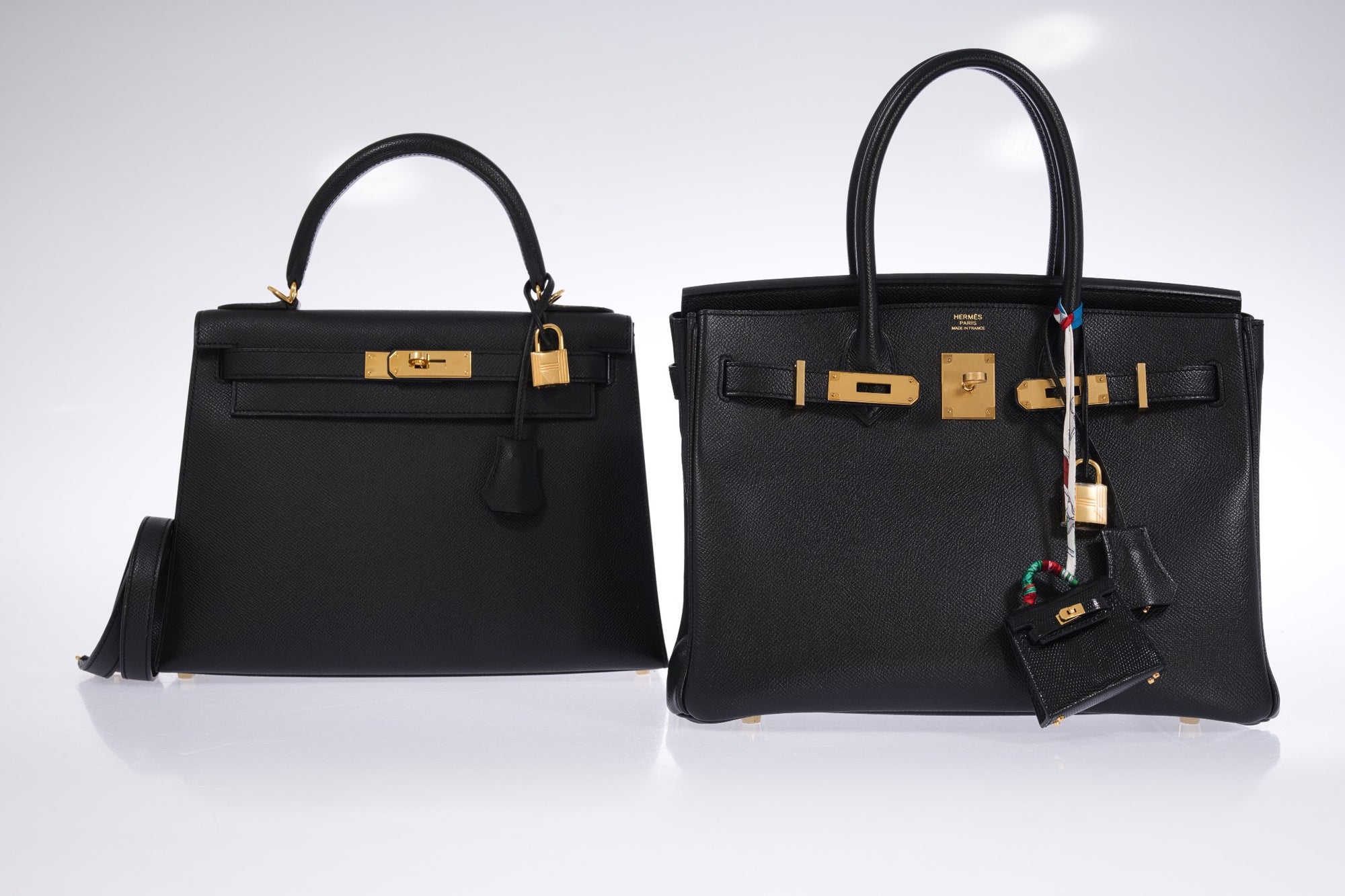 Hermès Kelly 28 Sellier Noir Epsom Gold Hardware