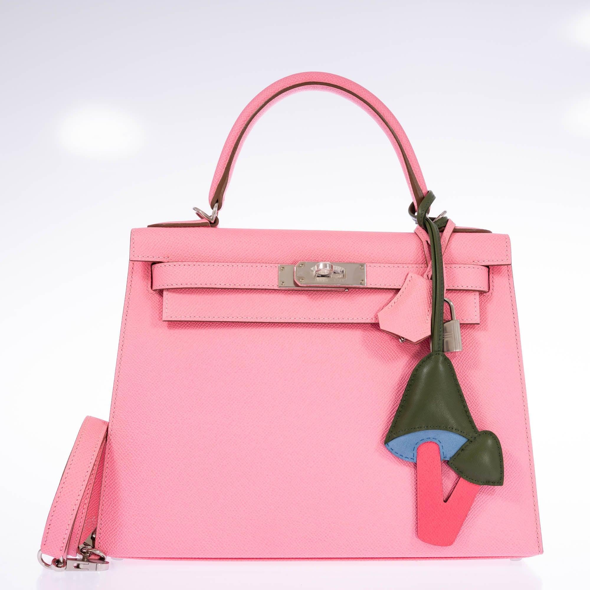 Hermès Kelly 28 Sellier Rose Confetti Epsom Palladium Hardware