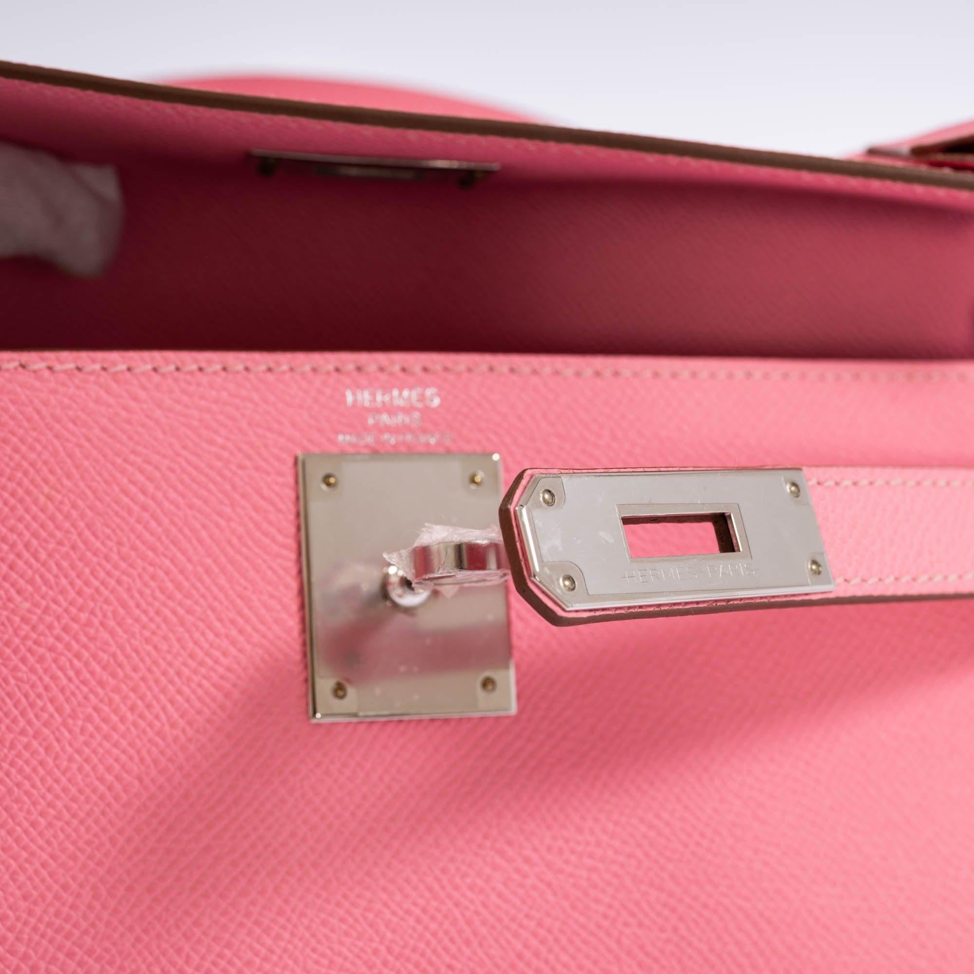 Hermès Kelly 28 Sellier Rose Confetti Epsom Palladium Hardware