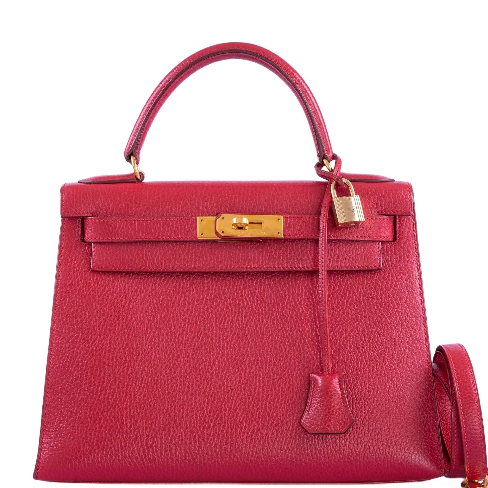 Hermès Kelly 28 Sellier Rouge Vif Ardennes Gold Hardware