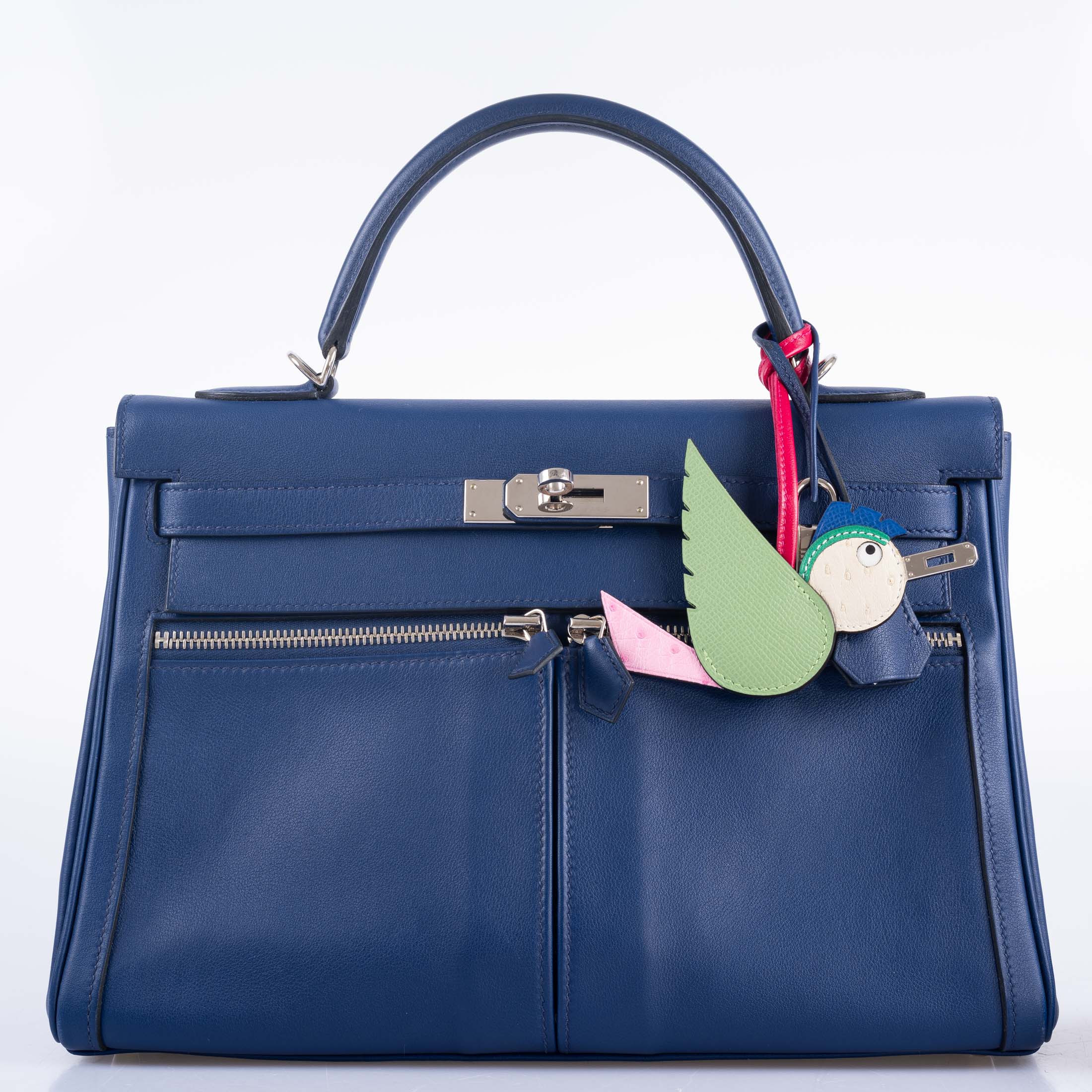 HERMES カシミヤ ジレ ロング ブルー ノワール ダブルフェイス32 式典 Hermès Kelly 32 HSS Lakis Bleu Saphir Swift Palladium Hardware