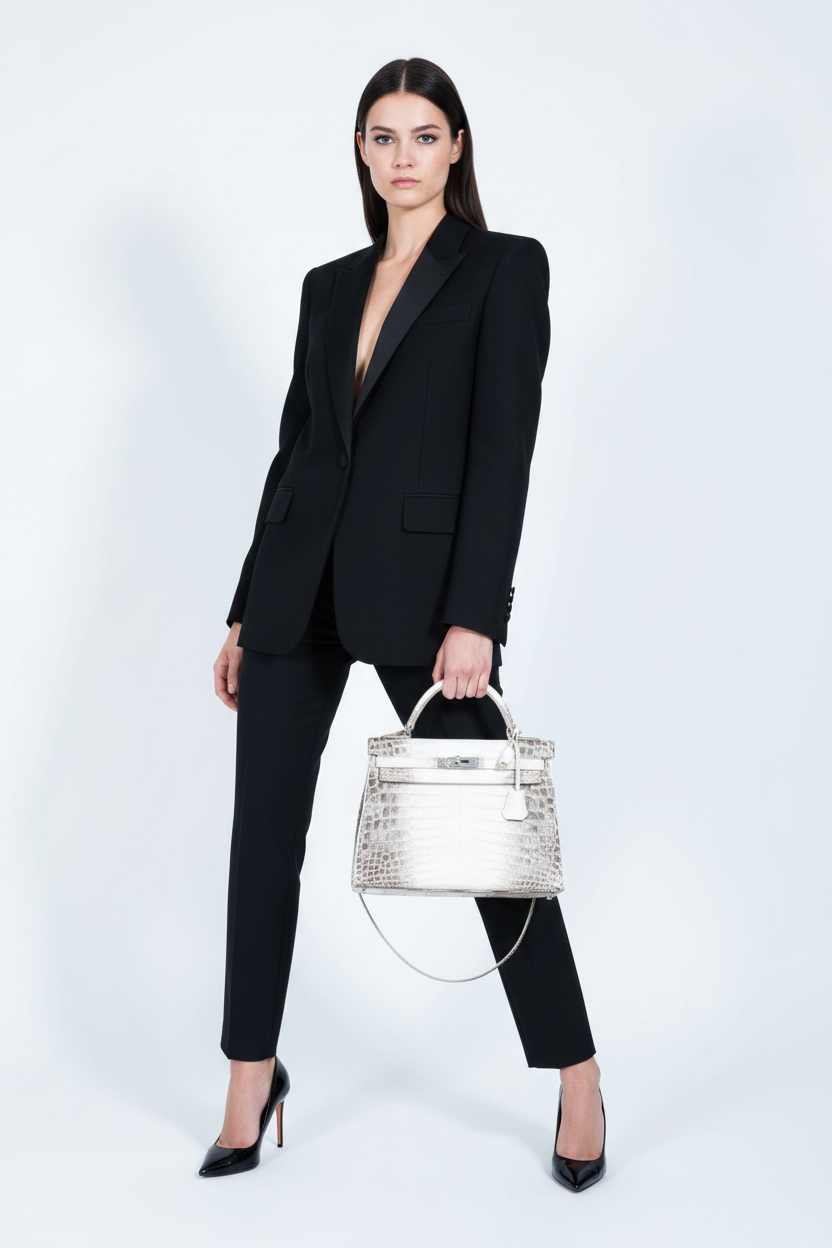 Hermès Kelly 32 Retourne Himalayan Niloticus Crocodile Palladium Hardware