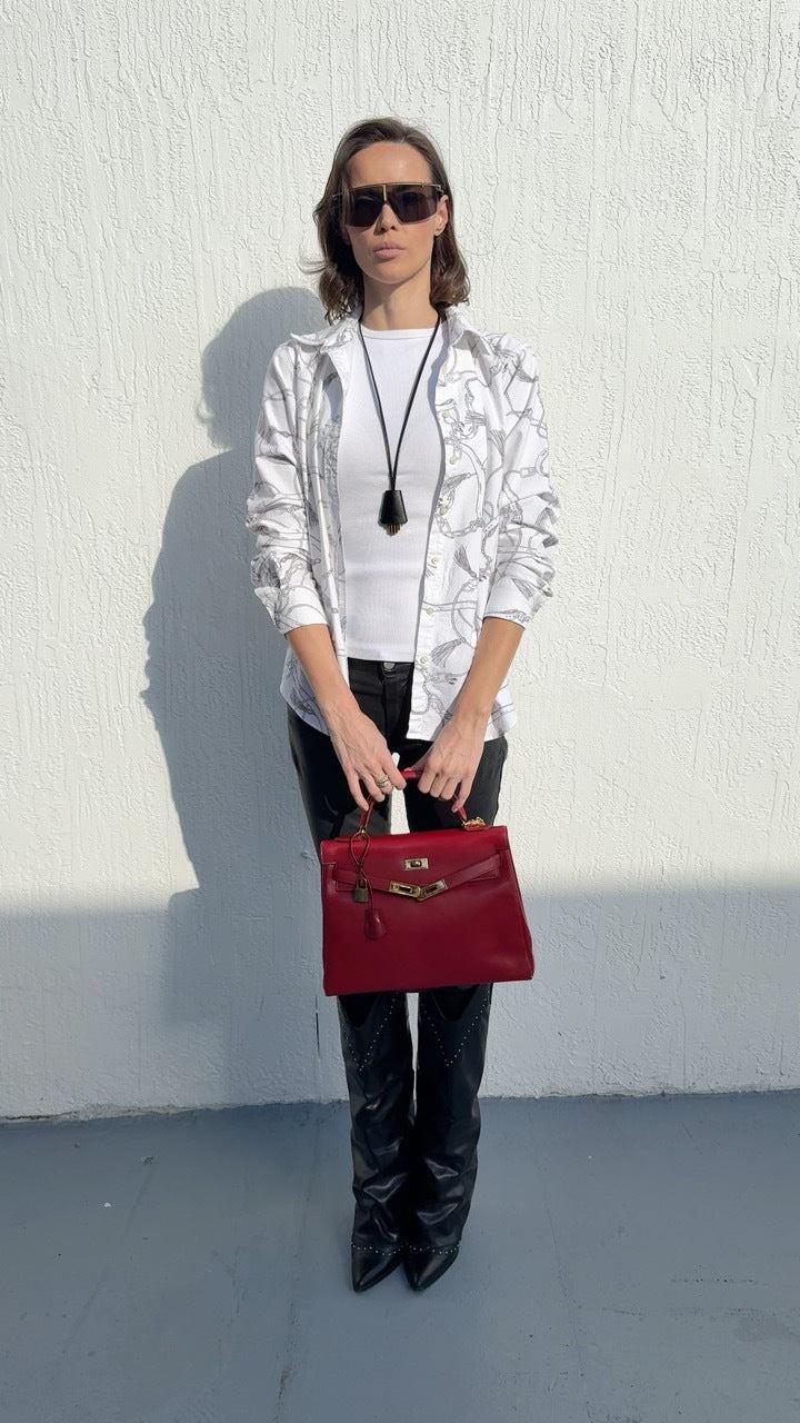Hermès Kelly 32 Retourne Rouge Vif Box Calf Gold Hardware | JANEFINDS