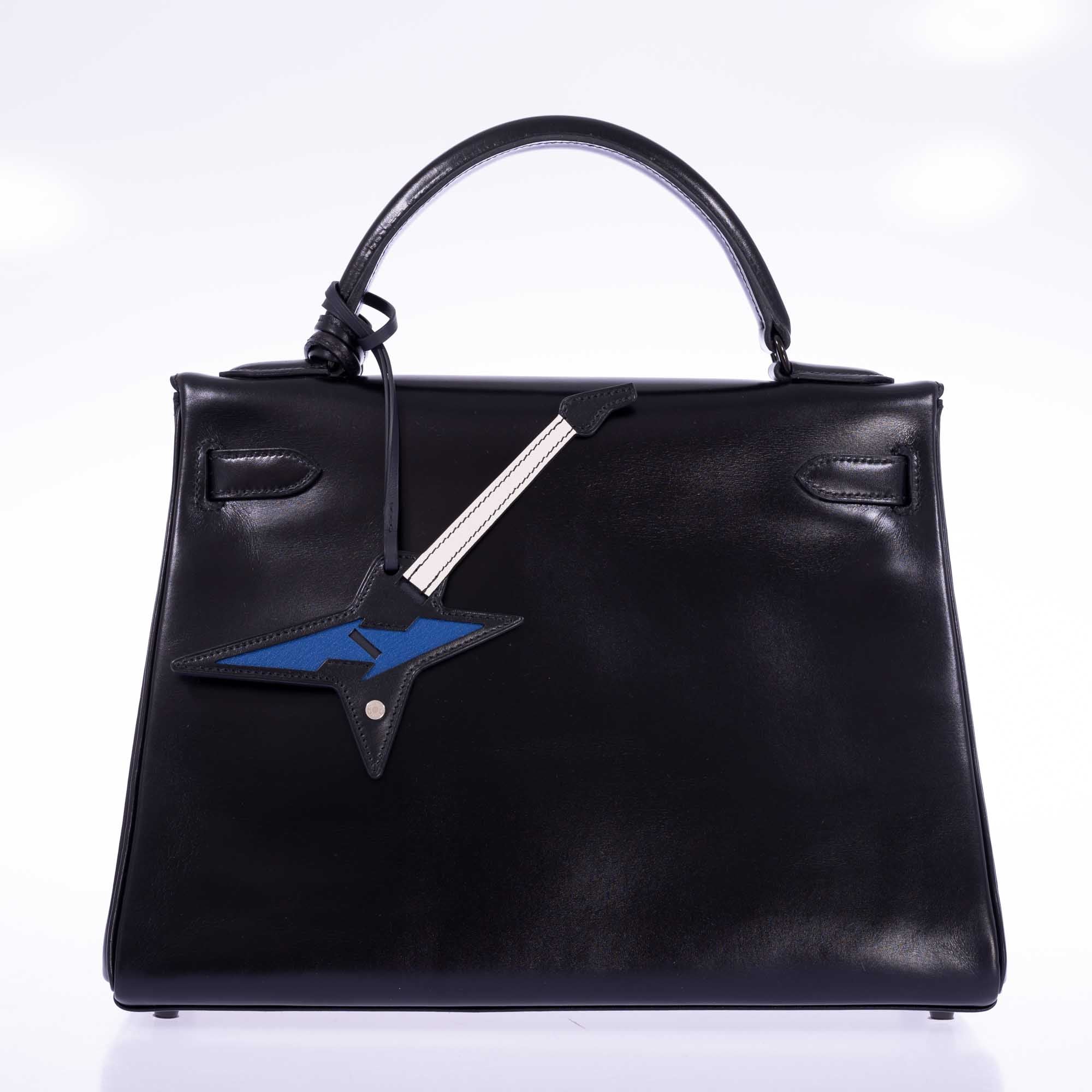 Hermès Kelly 32 Retourne "So Black" Box Calf Leather PVD Hardware