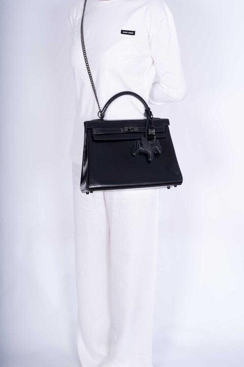 Hermès Kelly 32 Retourne "So Black" Box Calf Leather PVD Hardware