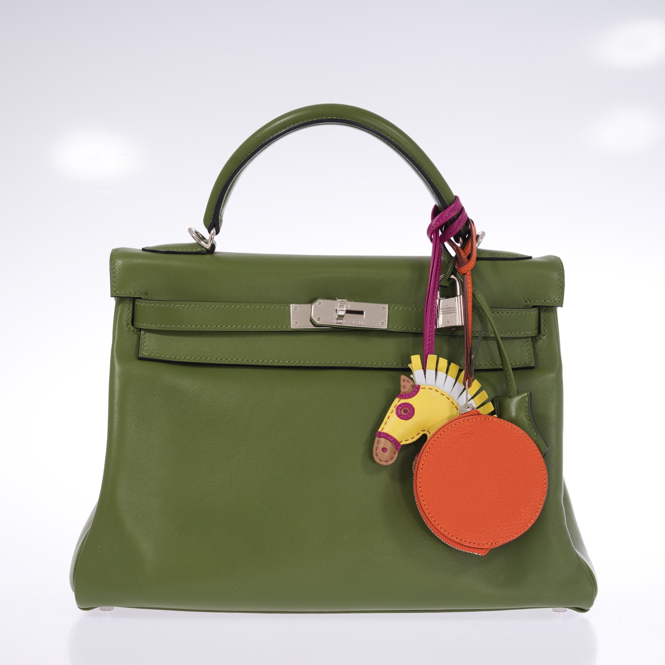 Hermès Kelly 32 Retourne Vert Pelouse Swift Palladium Hardware