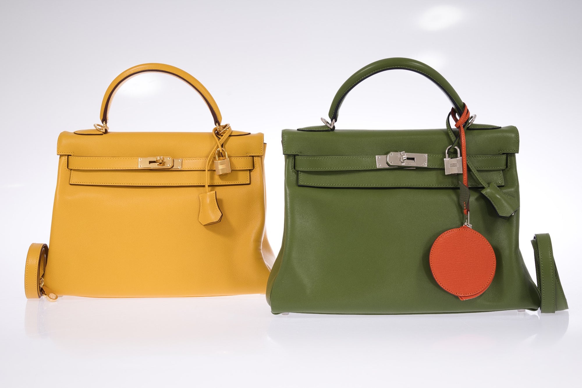 Hermès Kelly 32 Retourne Vert Pelouse Swift Palladium Hardware