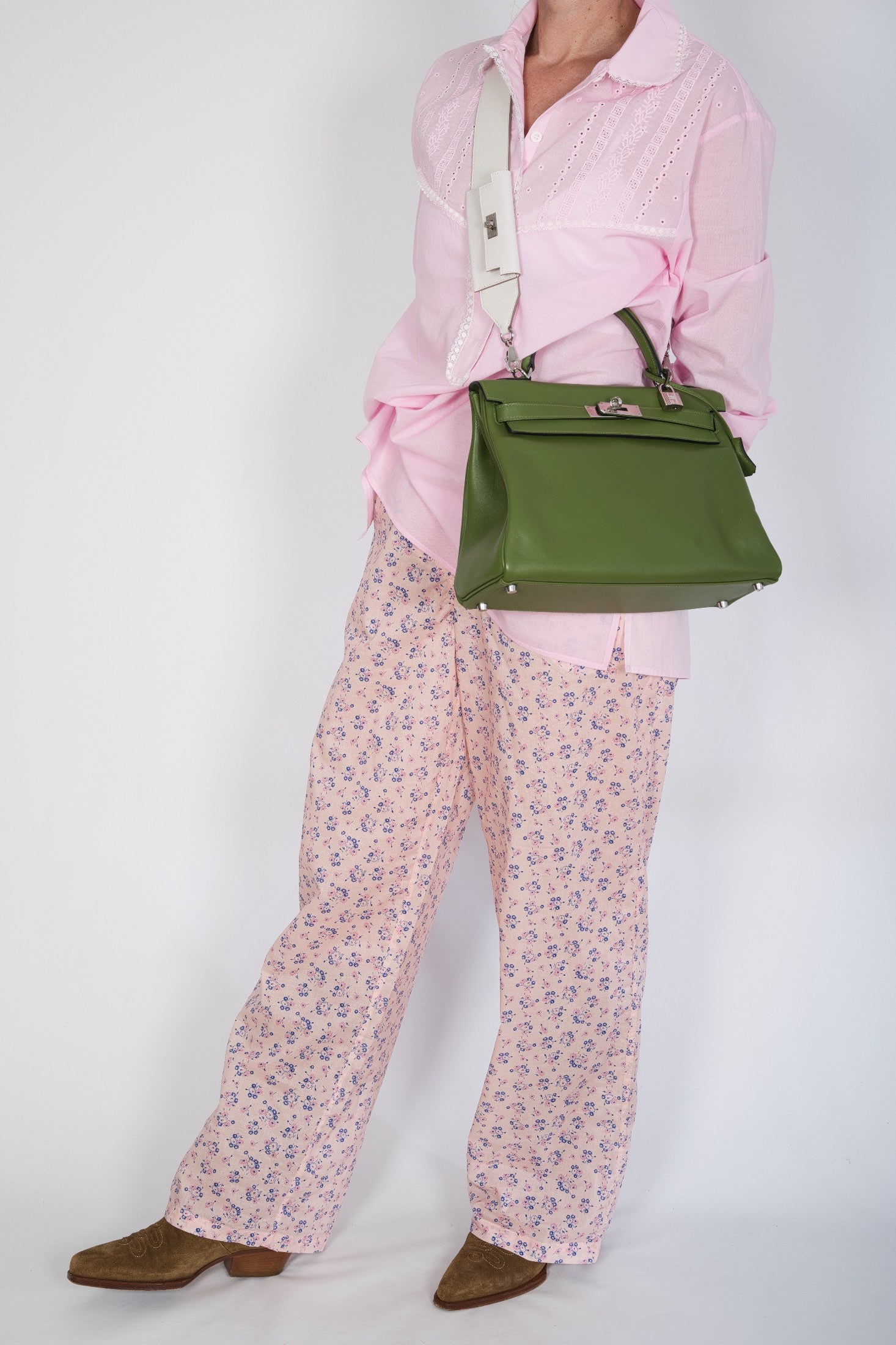 Hermès Kelly 32 Retourne Vert Pelouse Swift Palladium Hardware
