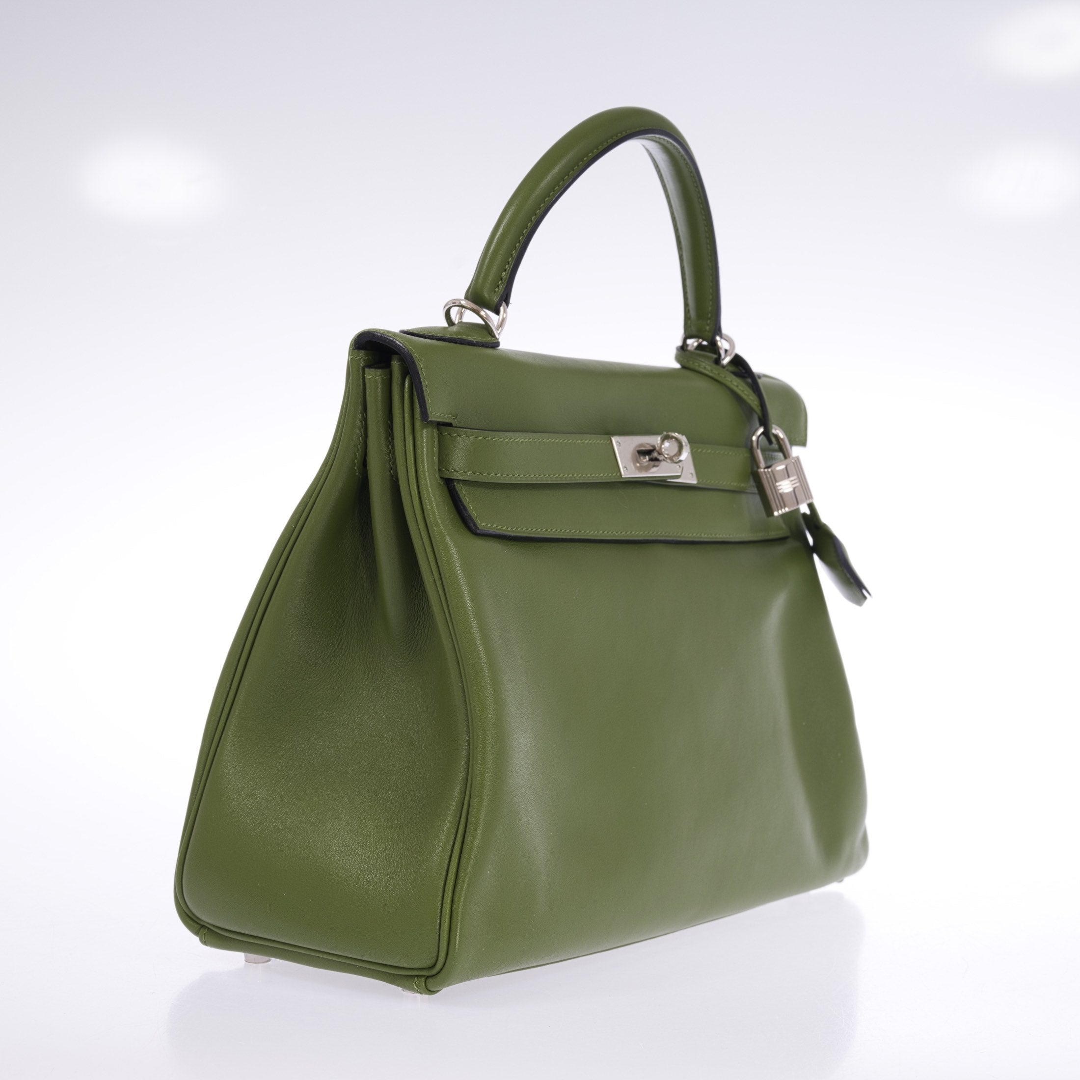 Hermès Kelly 32 Retourne Vert Pelouse Swift Palladium Hardware